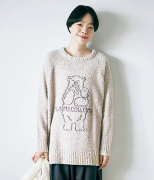 [リンネル掲載]サンドイッチハウスメルヘンコラボ メルヘン立ちコトリモールニットプルオーバー(ブラウン-ONESIZE)