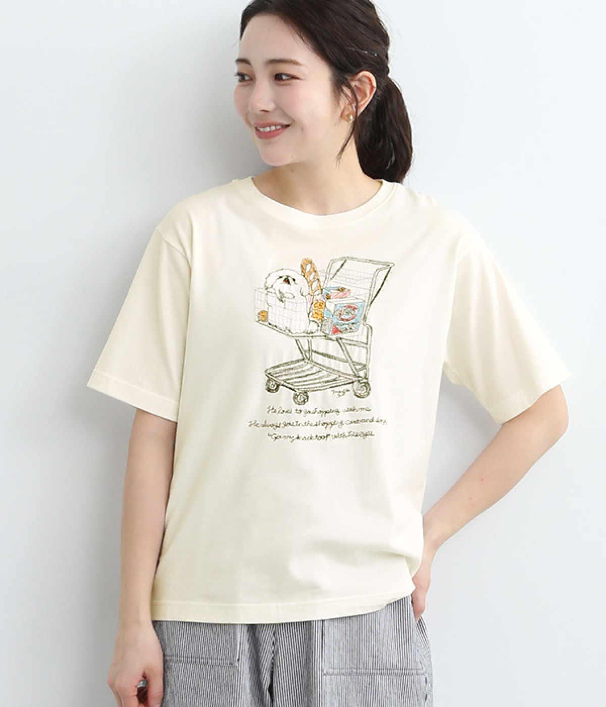 エンブロイダリーPekinese　ショートスリーブTEE(ホワイト-ONESIZE)