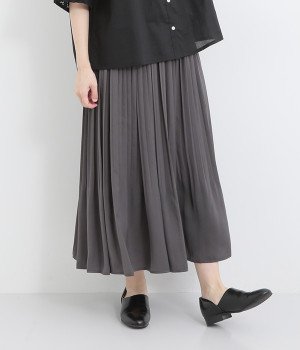 アンティークサテン消しプリーツスカート(チャコール-ONESIZE)