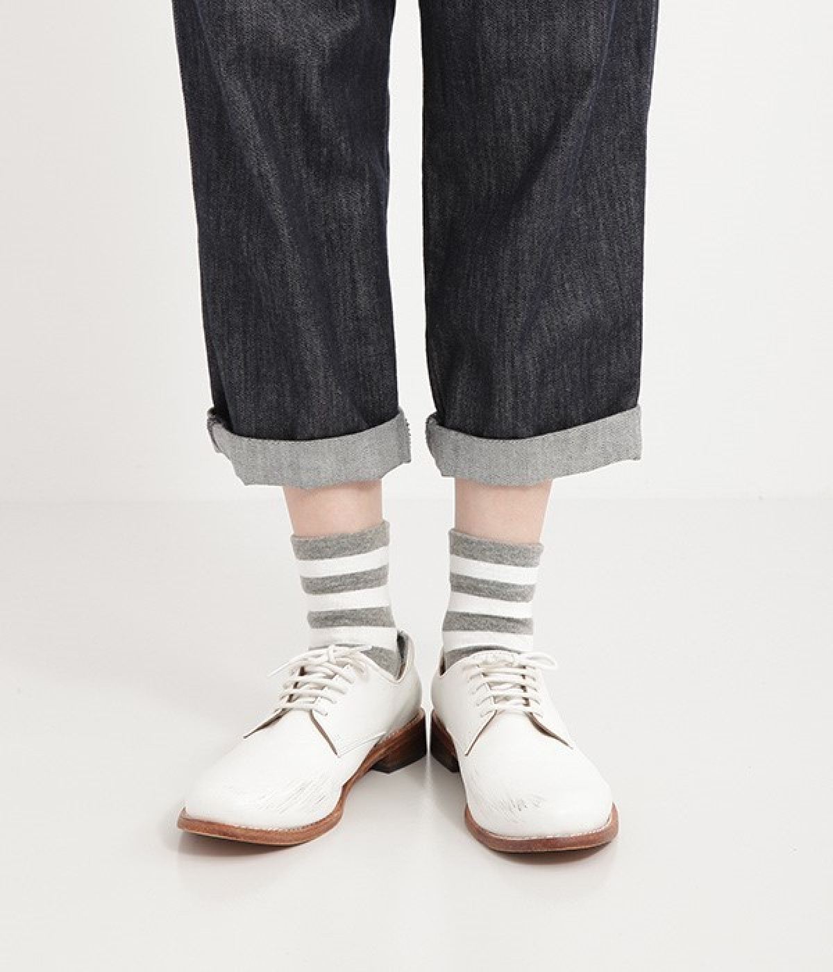 Hoffmann×to touchオーガニックボーダーソックス(グレー×ホワイト-ONESIZE)