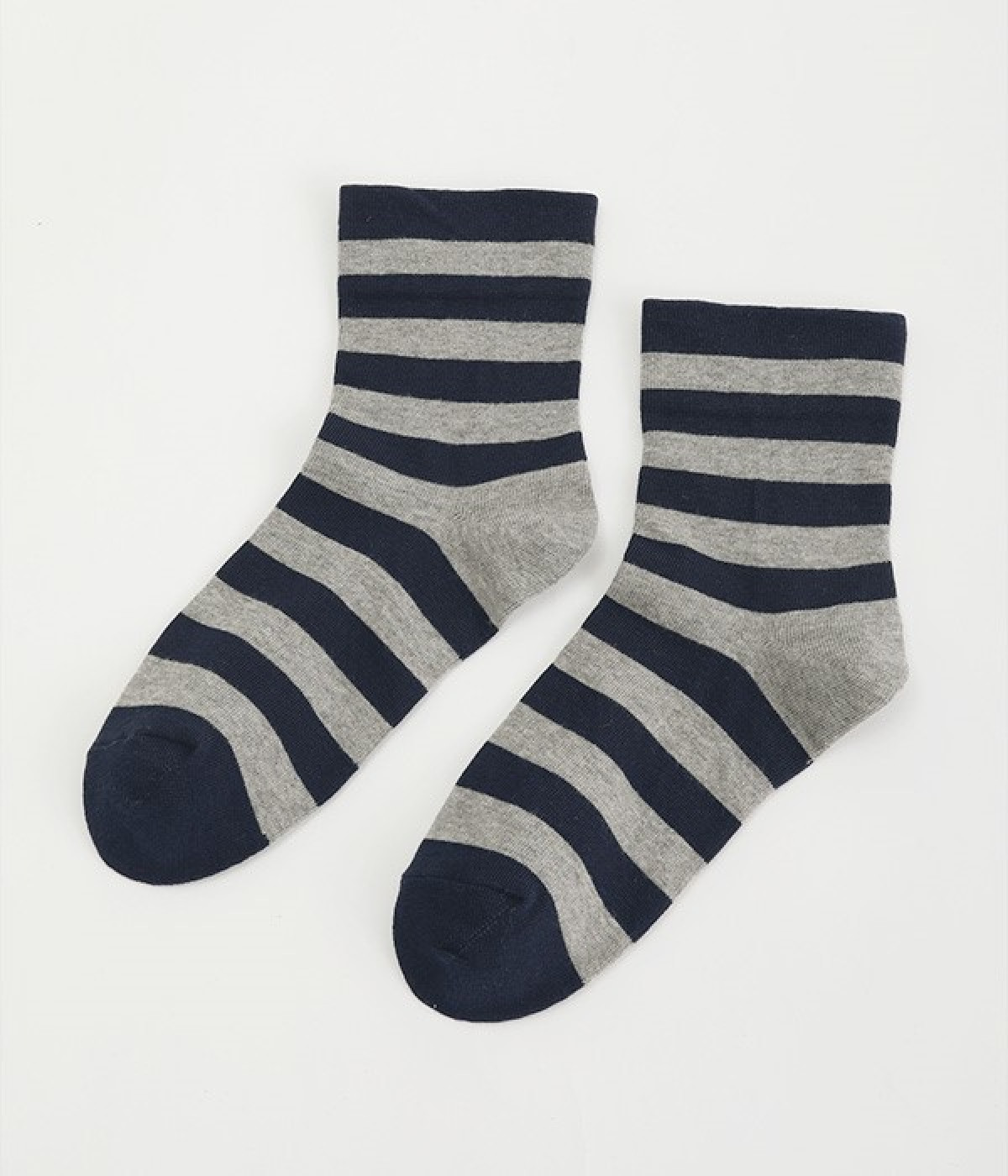 Hoffmann×to touchオーガニックボーダーソックス(ネイビー×グレー-ONESIZE)