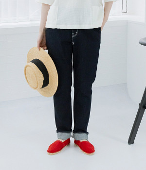 ストレッチデニムパンツ(インディゴ-L)