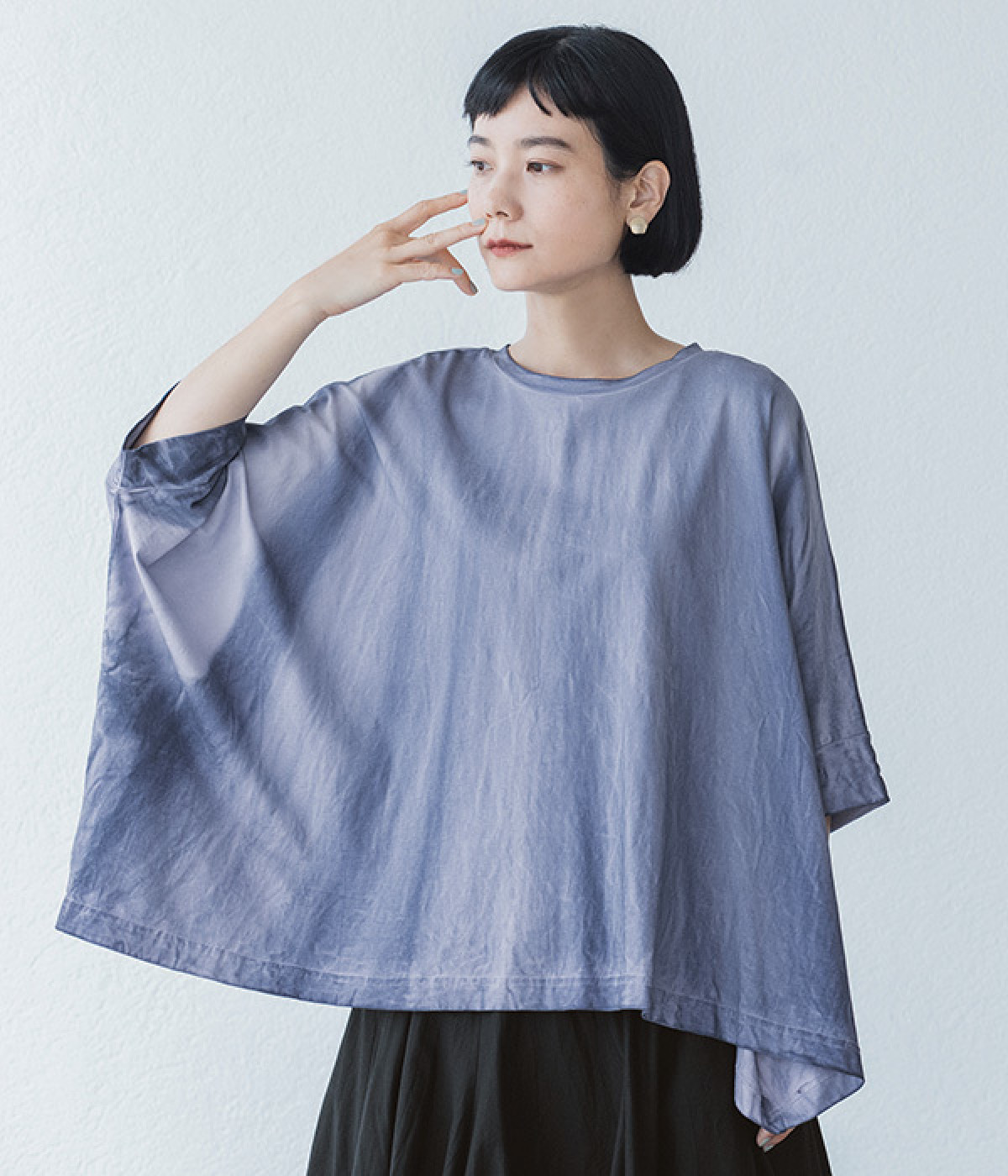 ピグメントダイワイドプルオーバー(ブルー-ONESIZE)
