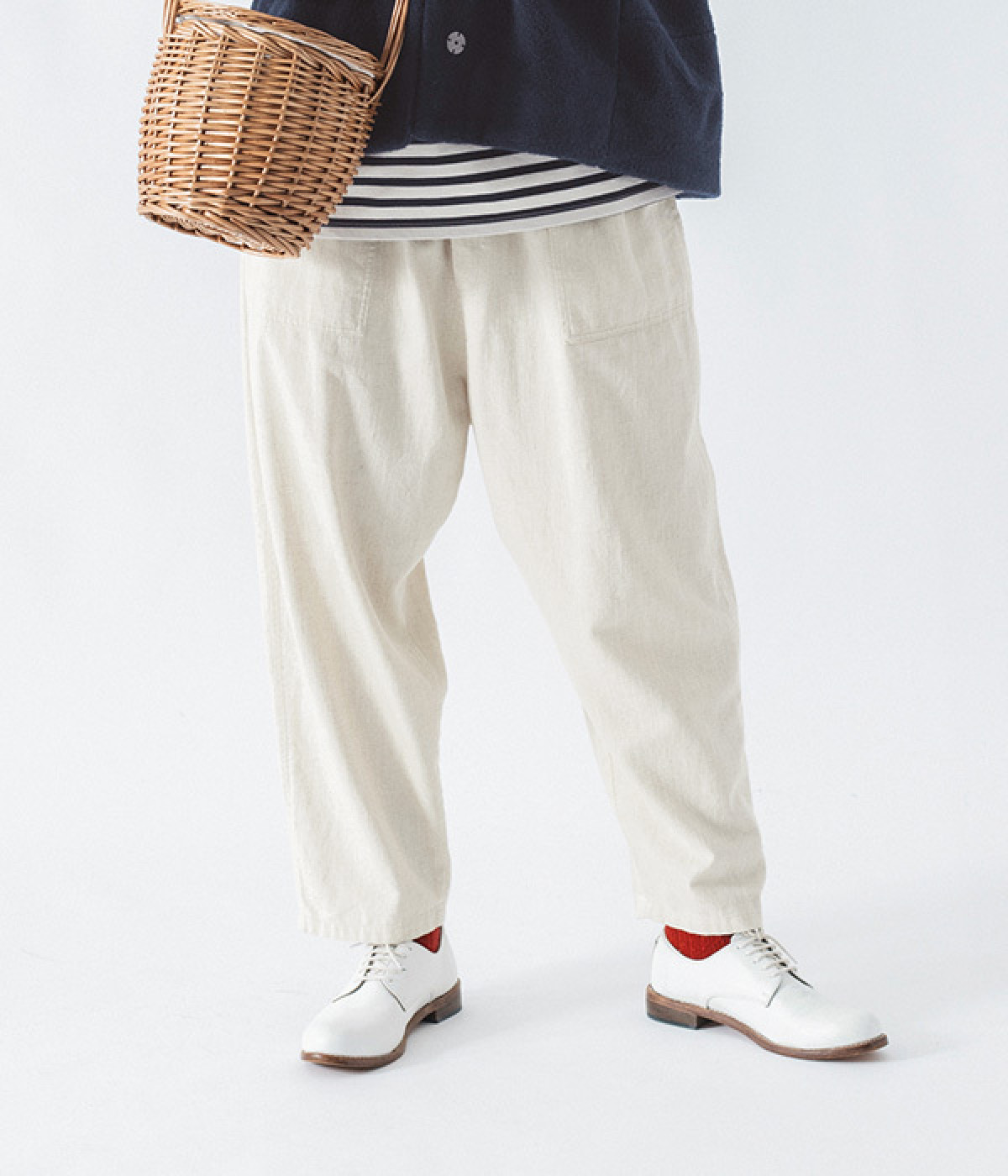 コットンリネンデニム ベイカーパンツ(キナリ-ONESIZE)