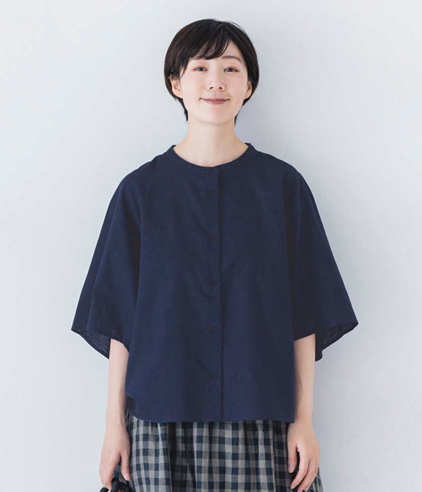 コットンリネン ワイドスリーブブラウス