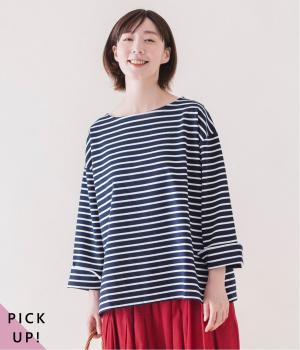 ボーダーロングスリーブプルオーバー(ネイビー×ホワイト-ONESIZE)