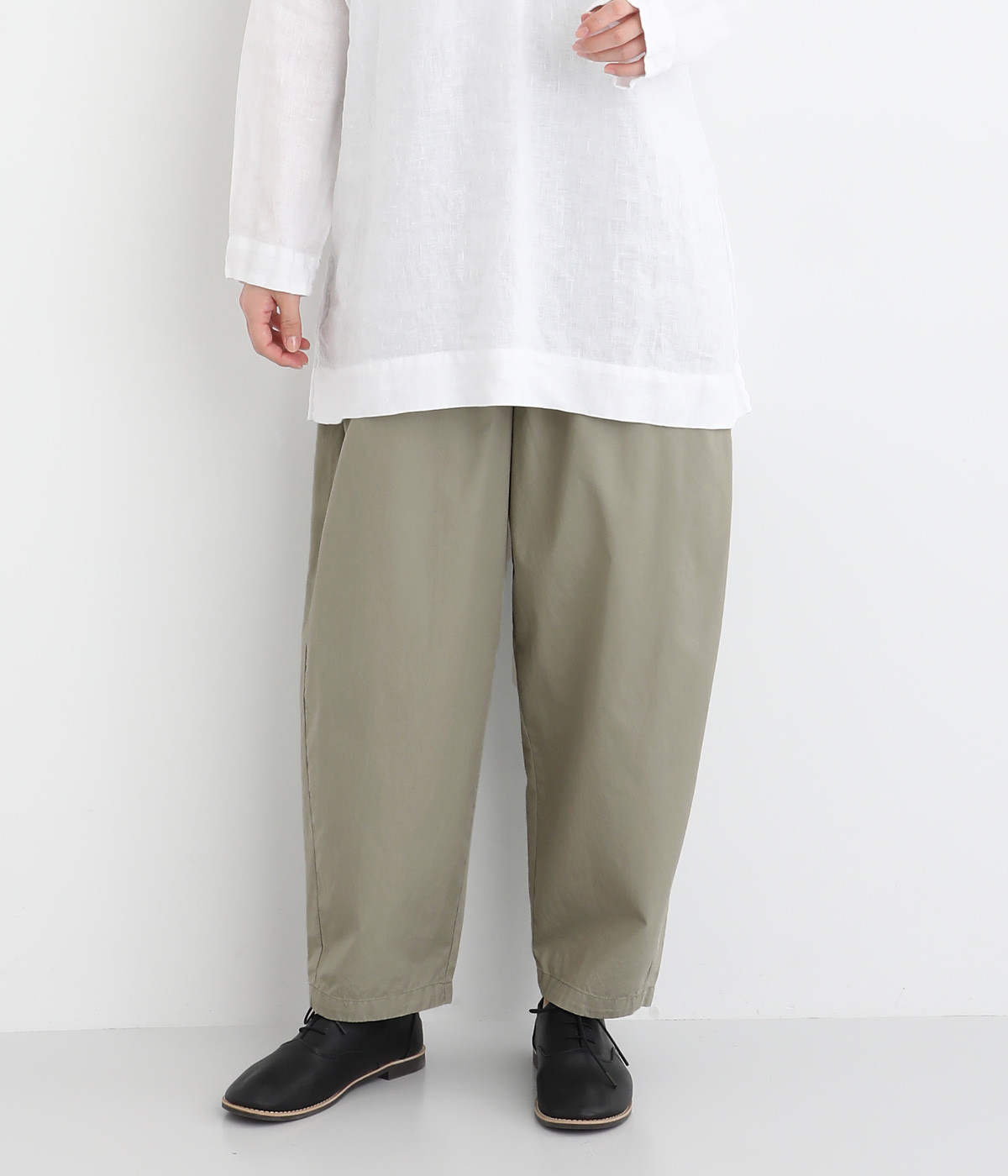 ライトツイルタックテーパードパンツ(ライトカーキ-ONESIZE)