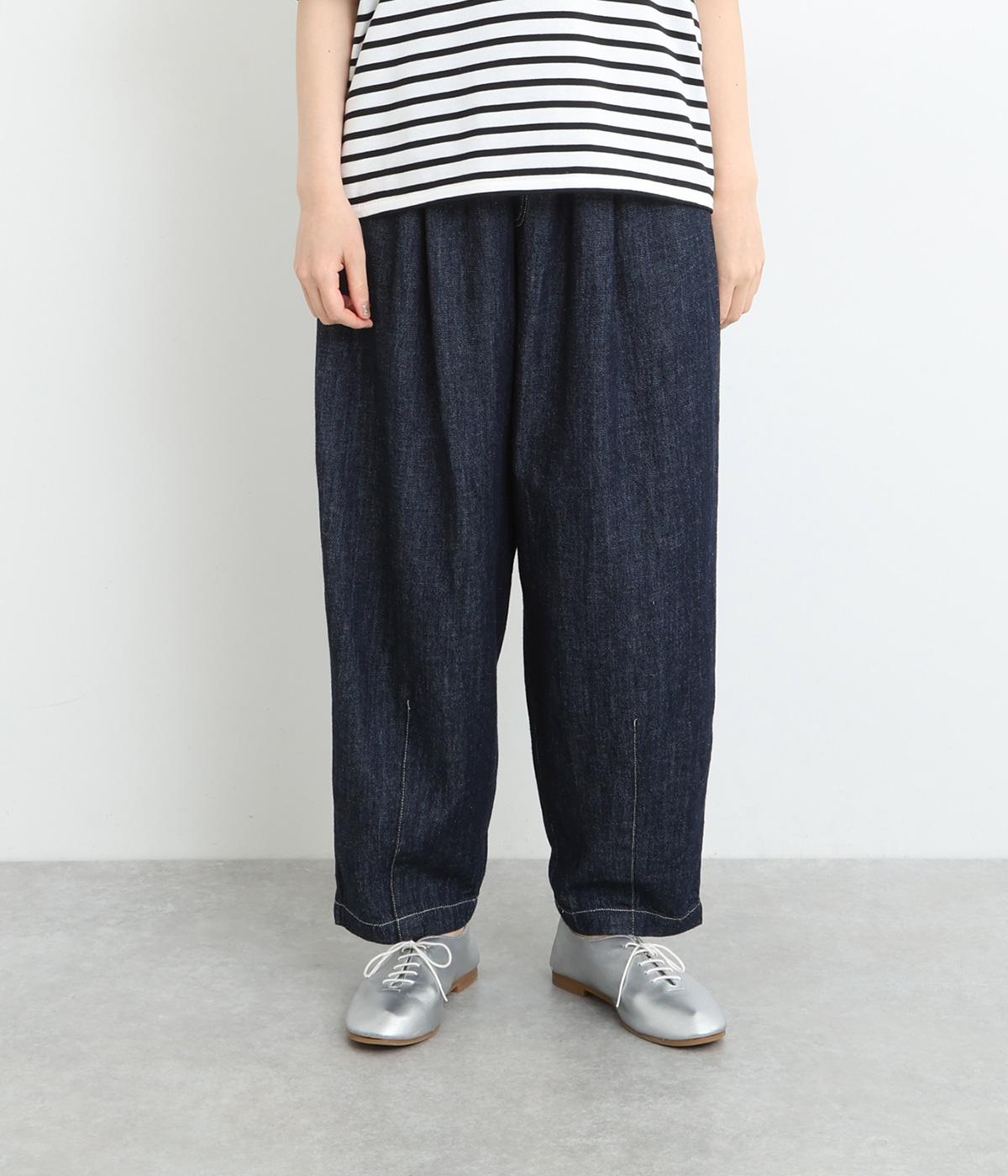 6.5ozコットンリネンデニムコクーンパンツ(ネイビー-ONESIZE)