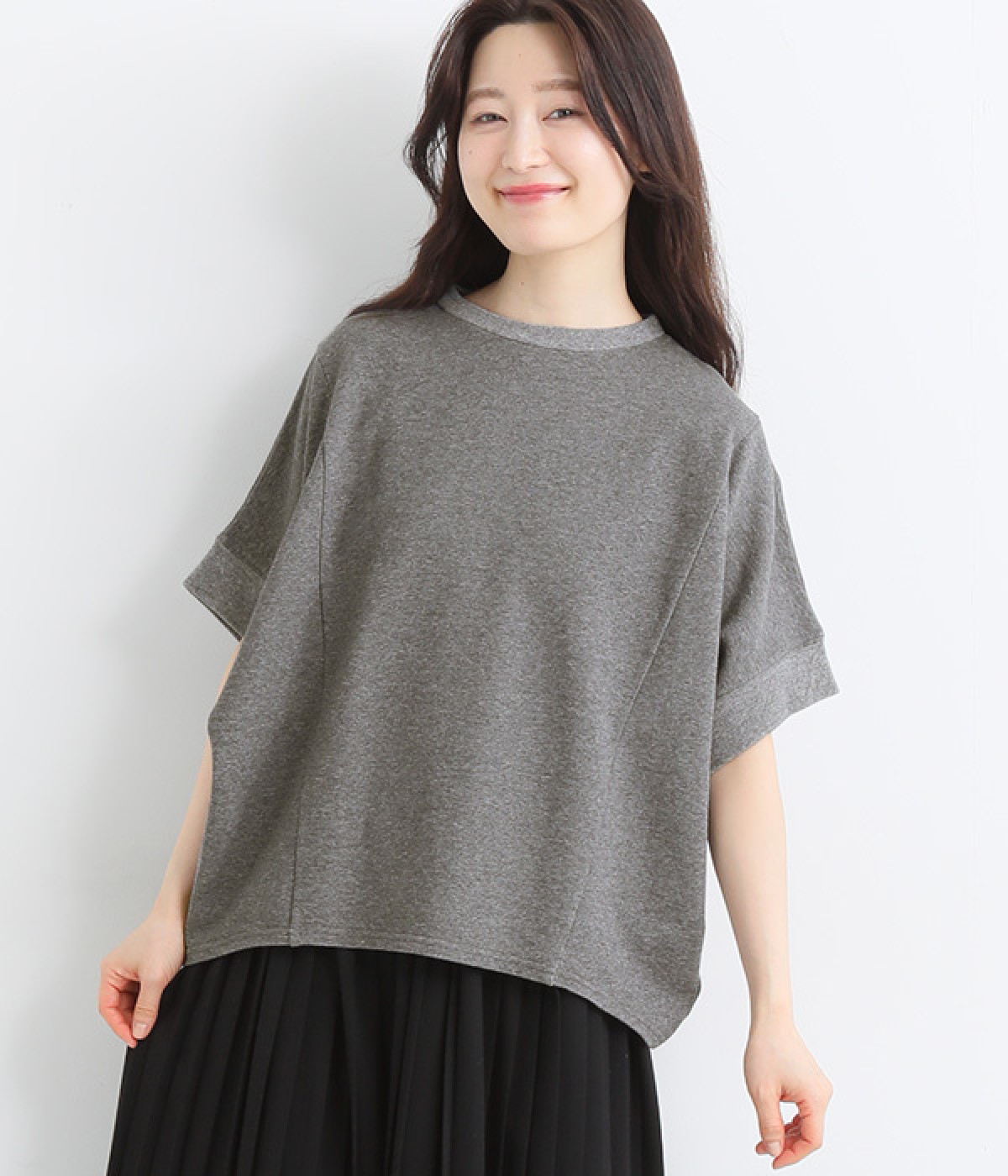 ミニ裏毛　ドルマンプルオーバー(杢チャコール-ONESIZE)