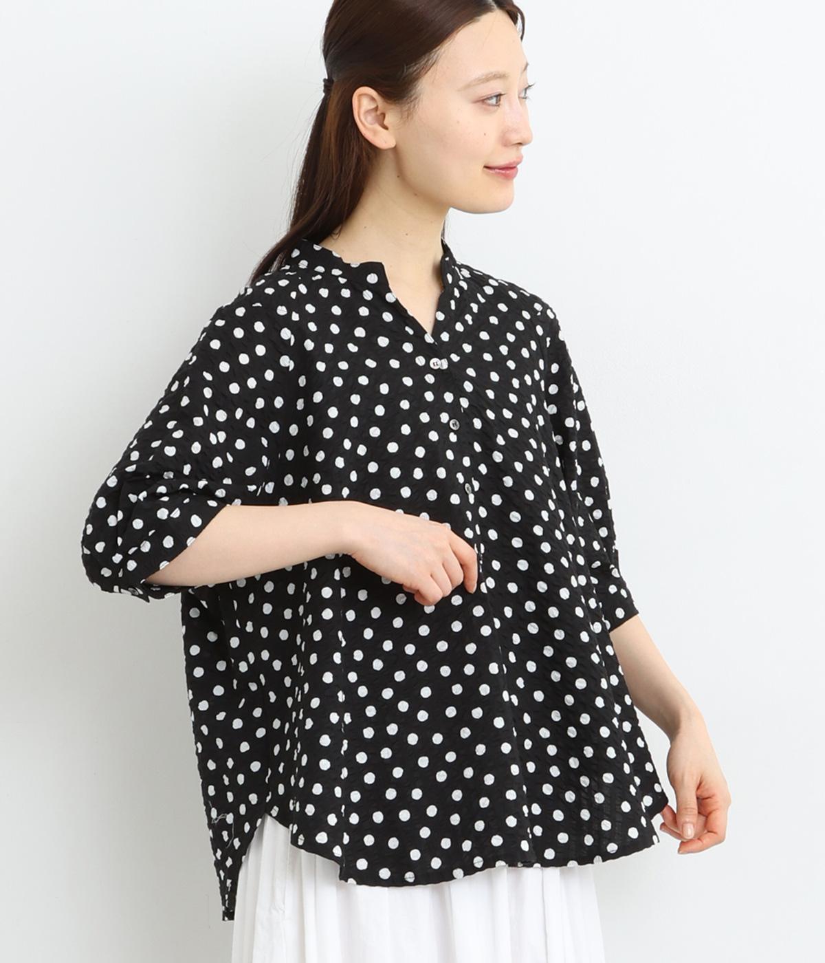 リップルドットスキッパーブラウス(ブラック-ONESIZE)