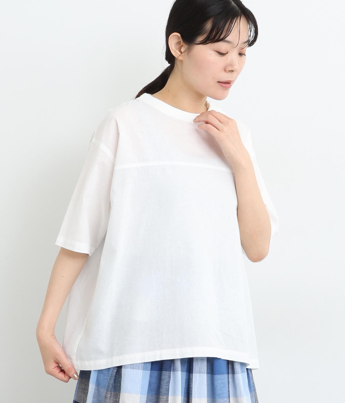 コットンリネンキャンバス襟リブプルオーバー(ホワイト-ONESIZE)