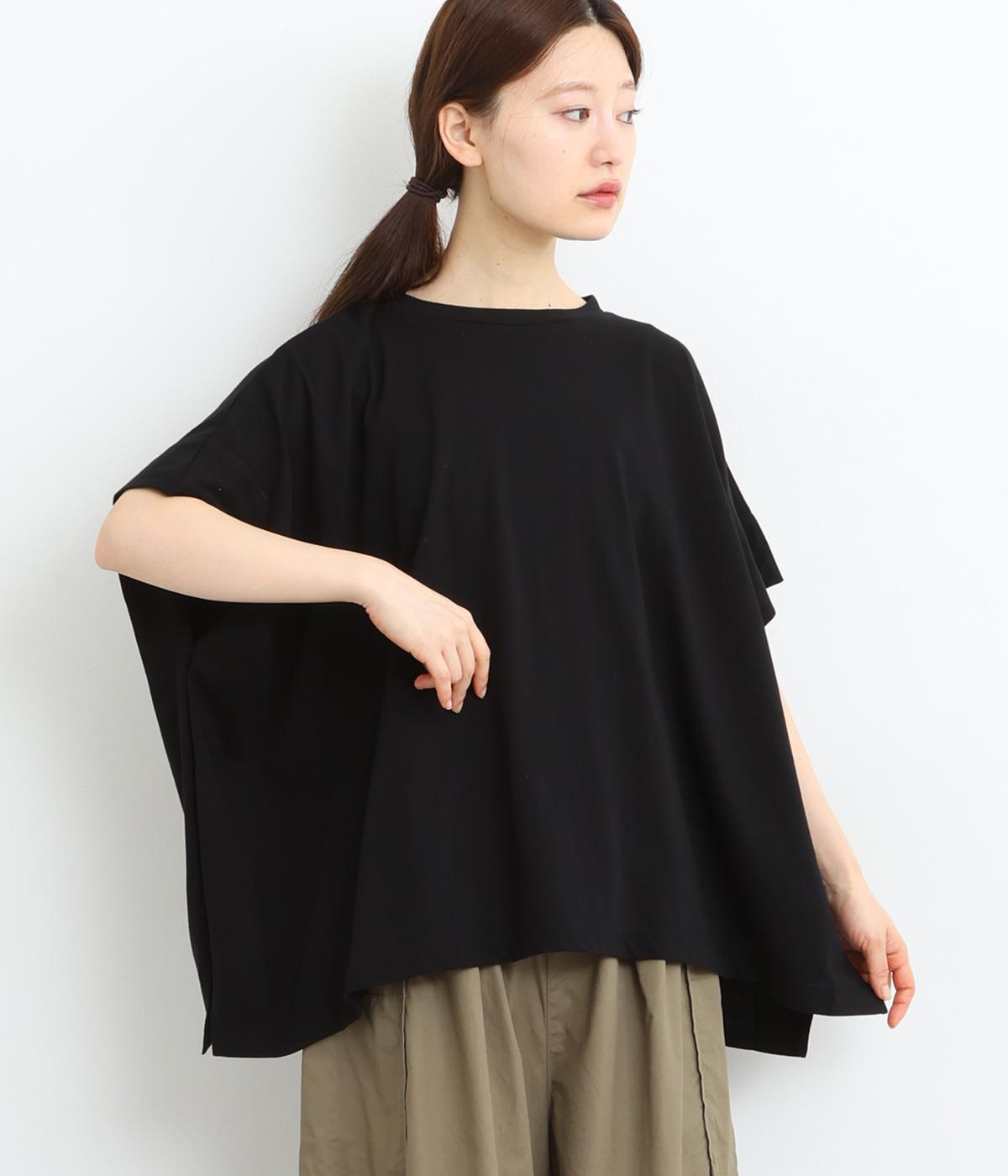 コットンナチュラル天竺ワイドプルオーバー(ブラック-ONESIZE)