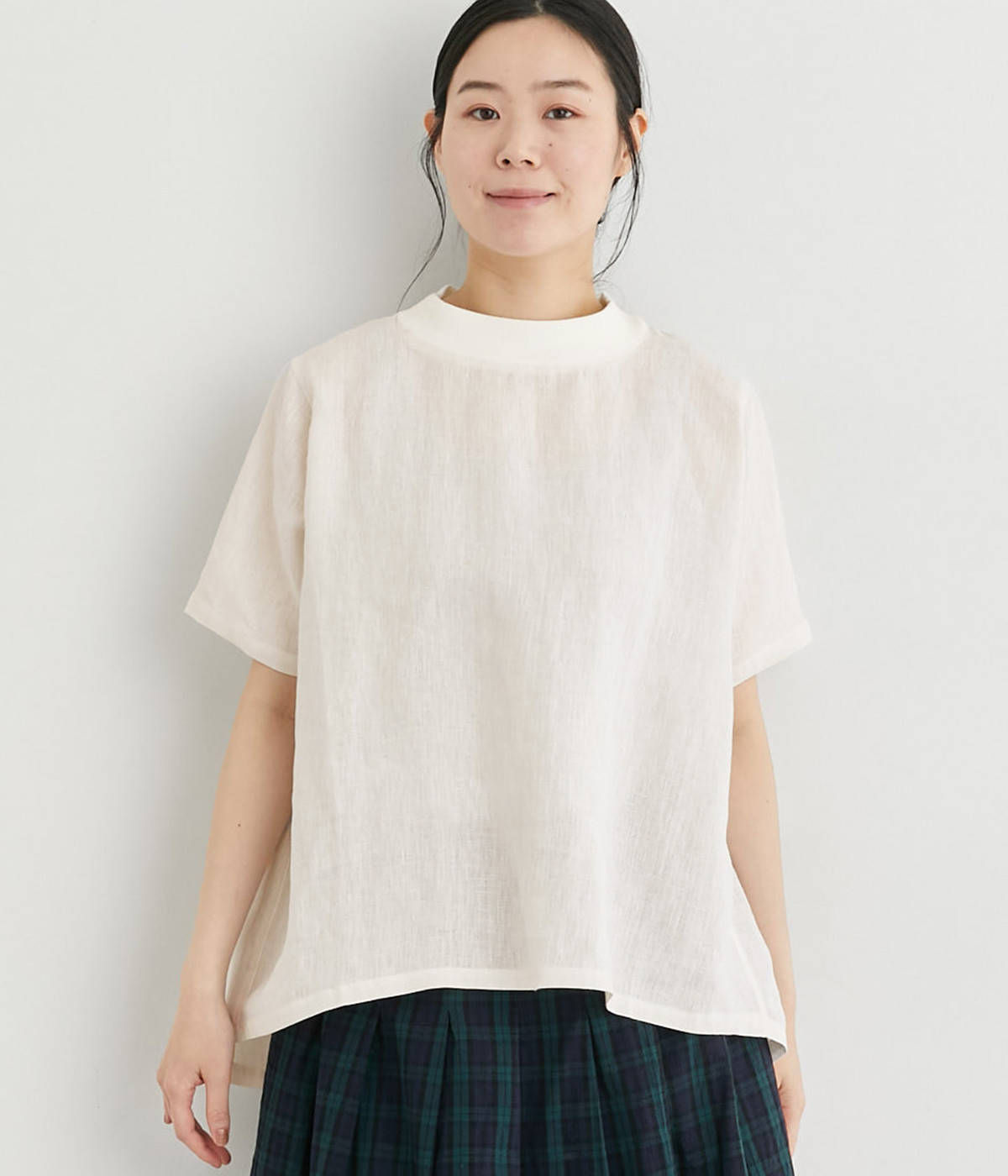 リネンヘンプワッシャーリブドッキングプルオーバー(ホワイト-ONESIZE)
