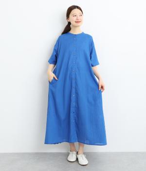 コットンリネンローンサイドプリーツワンピース