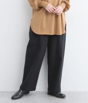 コットンリネン先染めツイル楽ちんパンツ(ブラック-ONESIZE)
