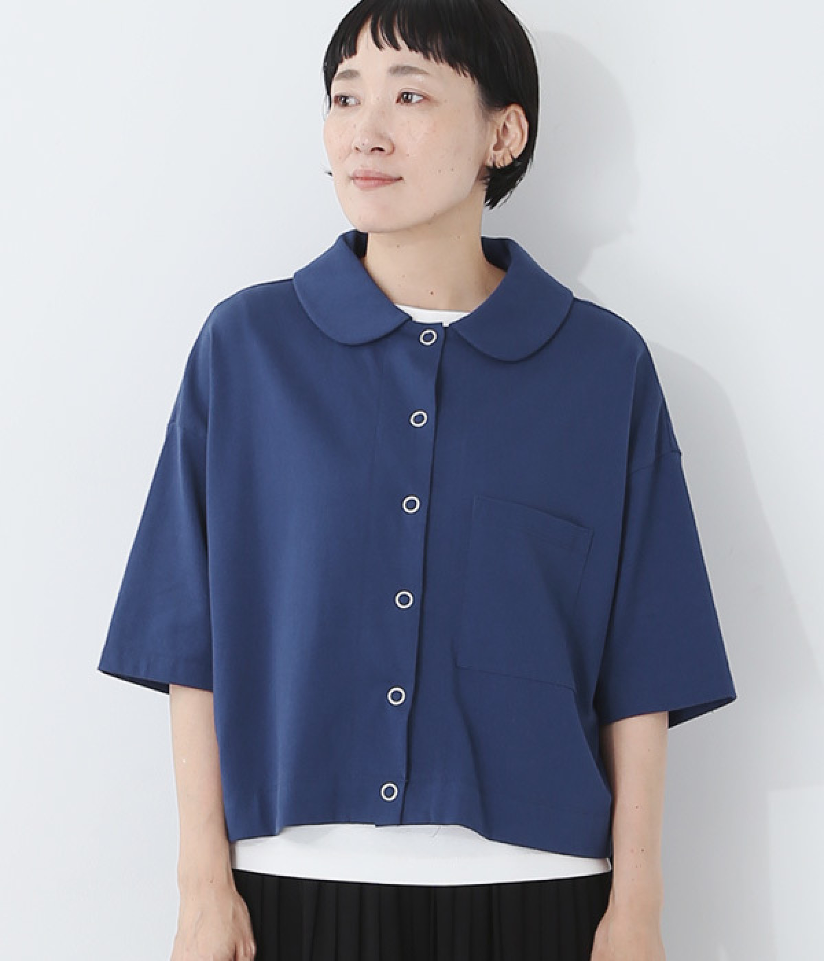 Ronde USコットン5分袖カットソー(ダークブルー-ONESIZE)