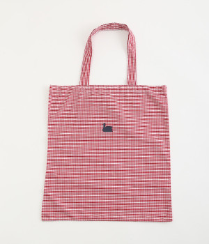 コットンLaukkuギンガムfold　トートバッグ(レッド-ONESIZE)