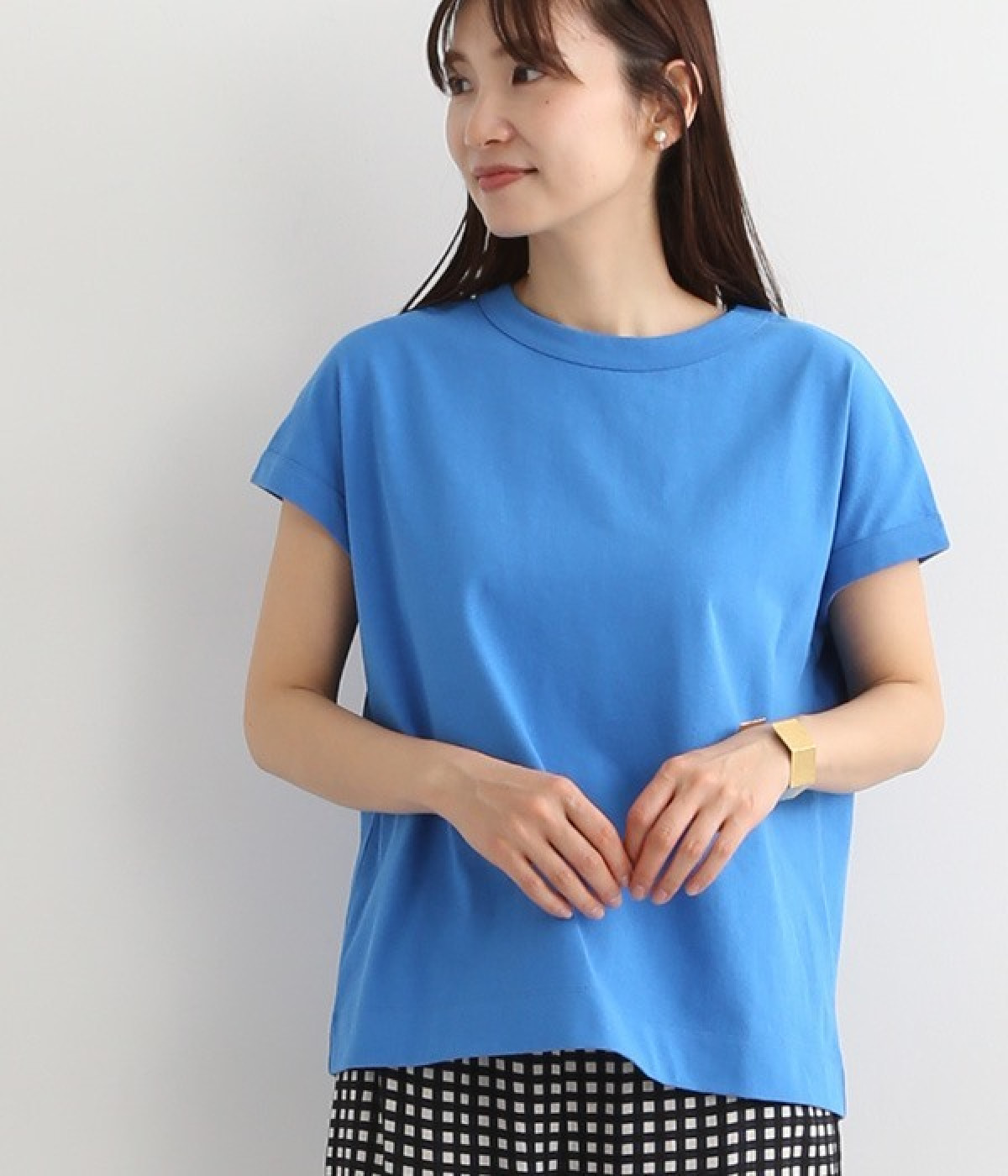 USコットンフレンチスリーブTシャツ(ブルー-ONESIZE)
