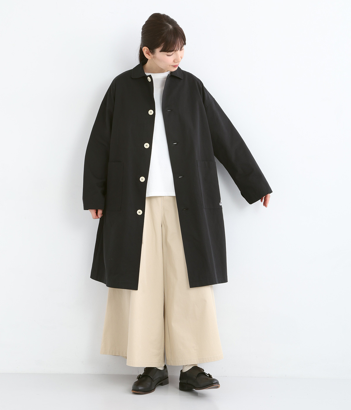 コットンツイルバックロゴラボコート(ブラック-ONESIZE)