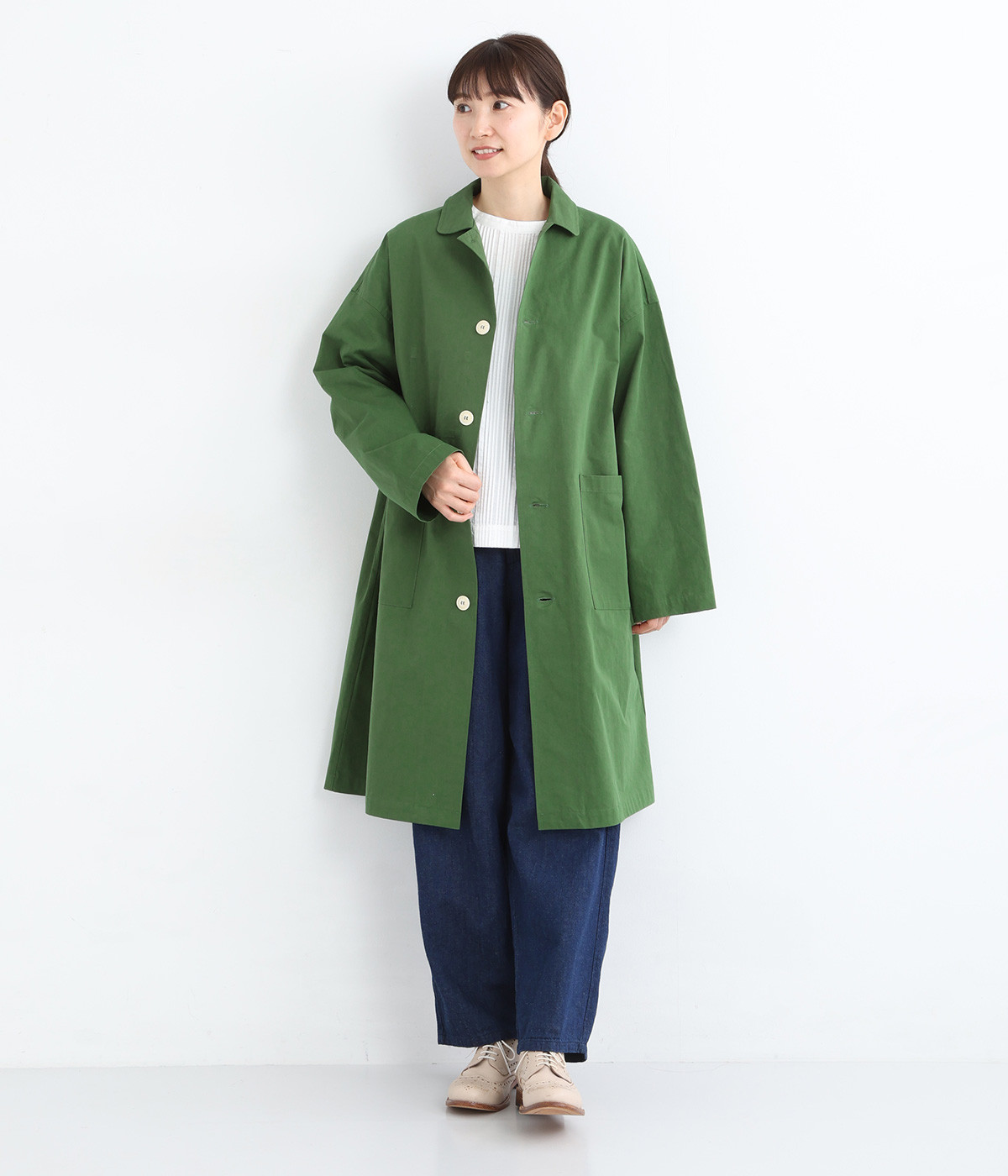 コットンツイルバックロゴラボコート(グリーン-ONESIZE)