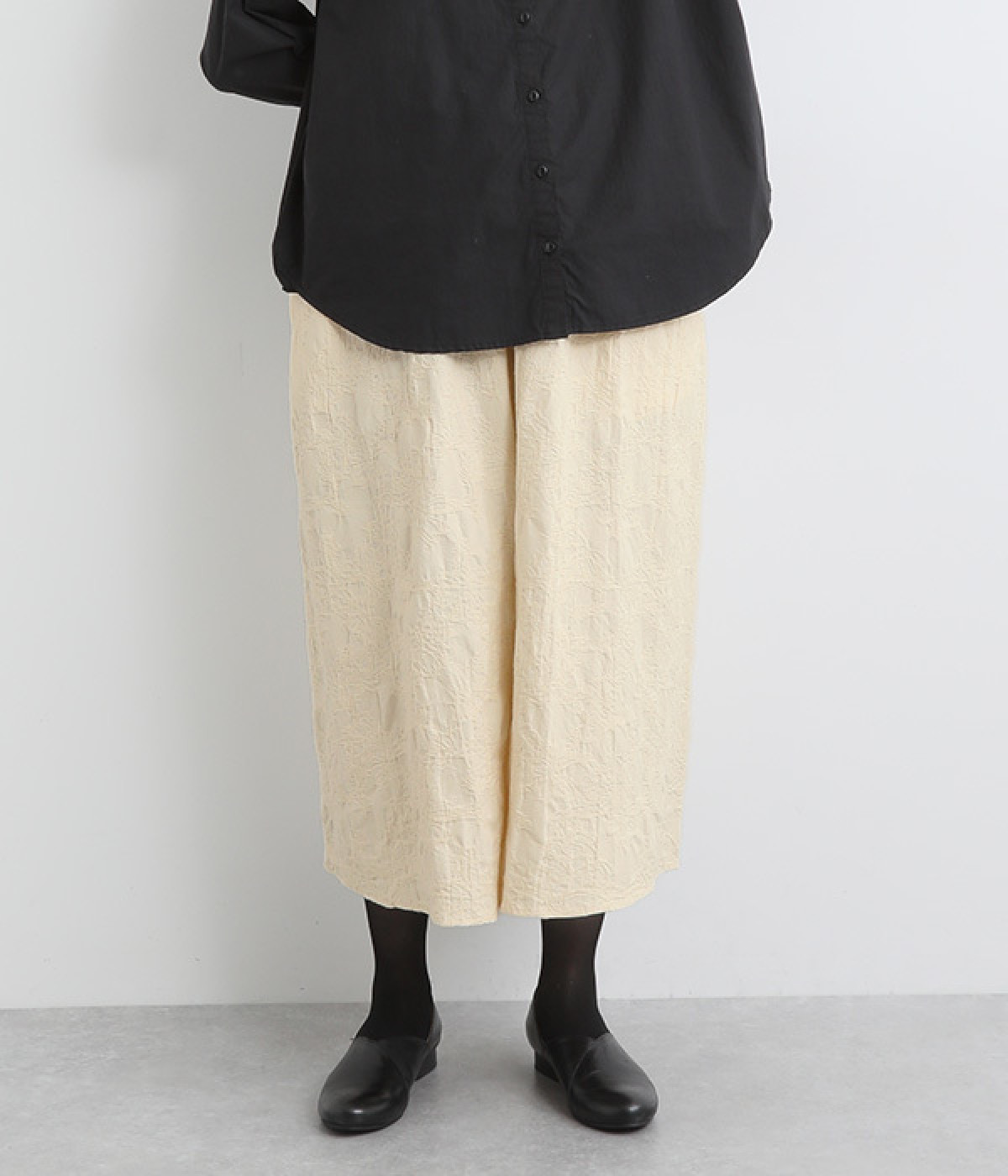 Cornet コットンリネンジャカードガウチョパンツ(キナリ-ONESIZE)