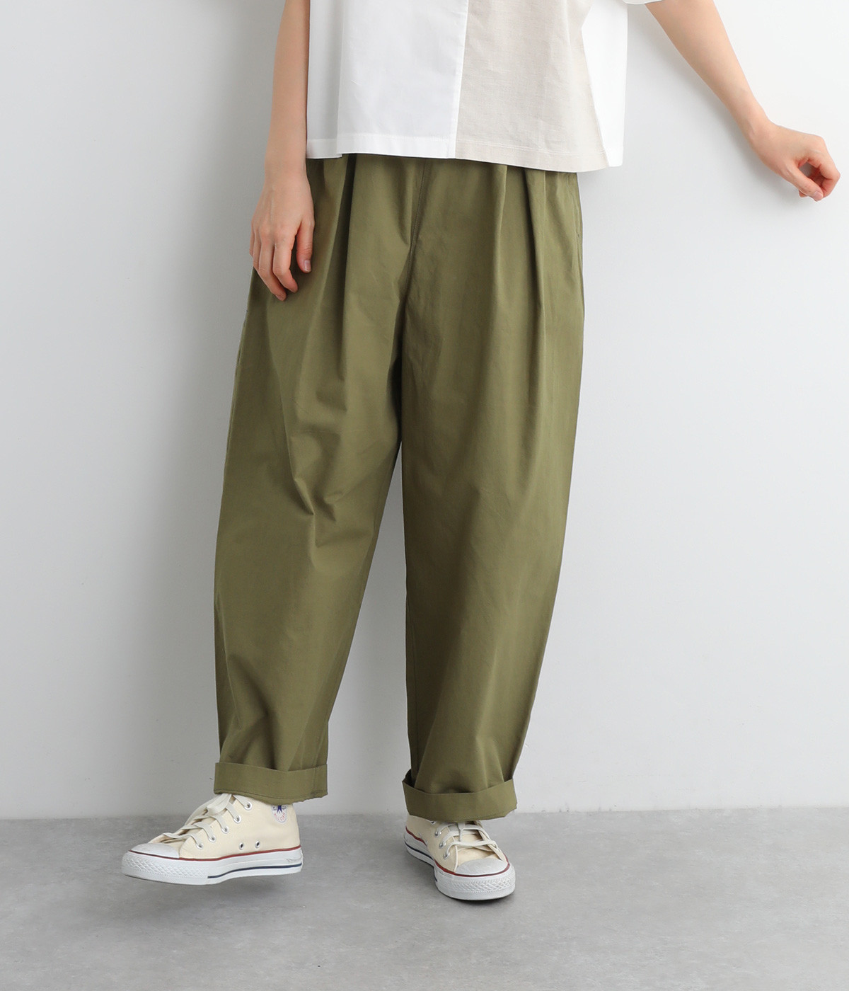 Pommeボリュームタックパンツ(カーキ-ONESIZE)