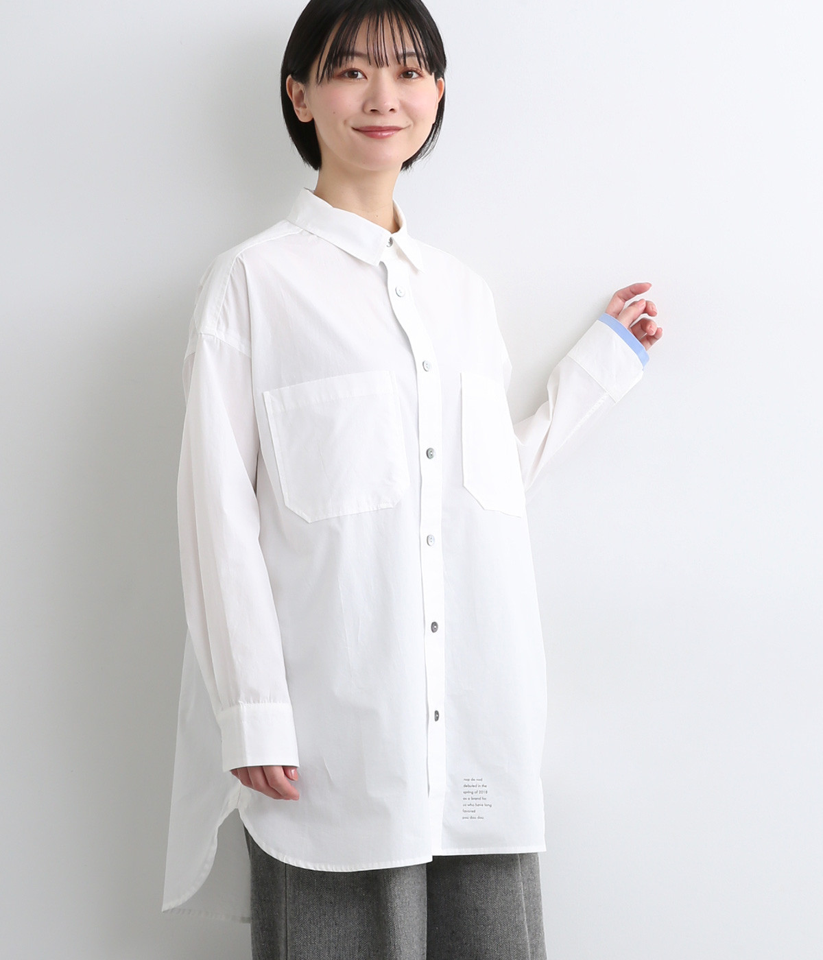 タイプライターポケットチュニックシャツ(オフホワイト-ONESIZE)