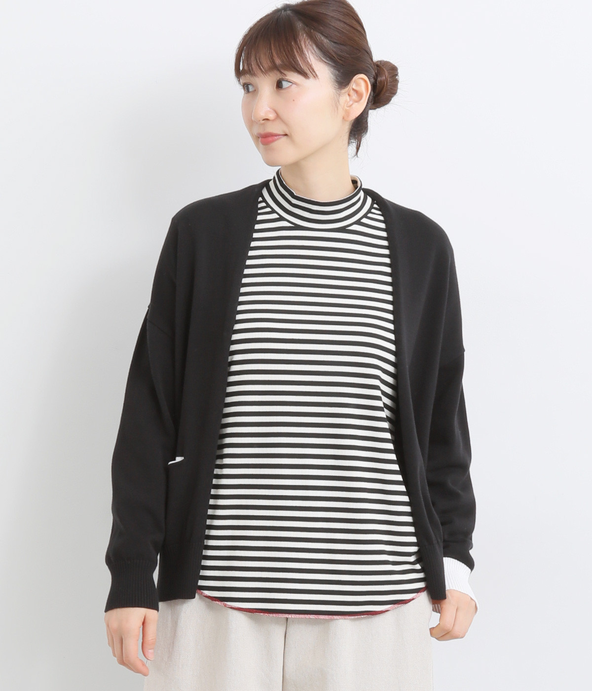 オーガニックコットンはおりカーディガン(ブラック-ONESIZE)