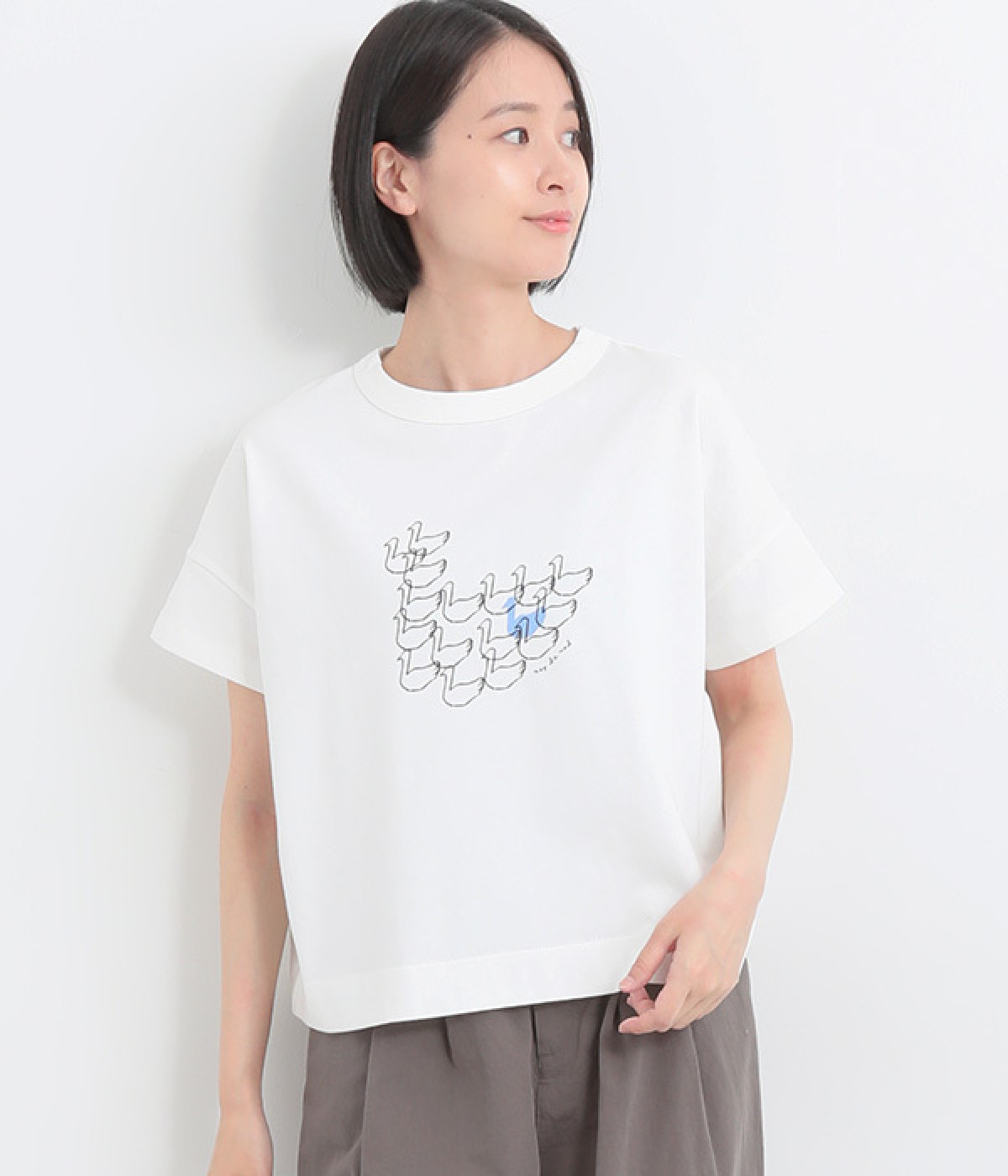 Ciel USコットンスワンプリントTシャツ(オフホワイト-ONESIZE)