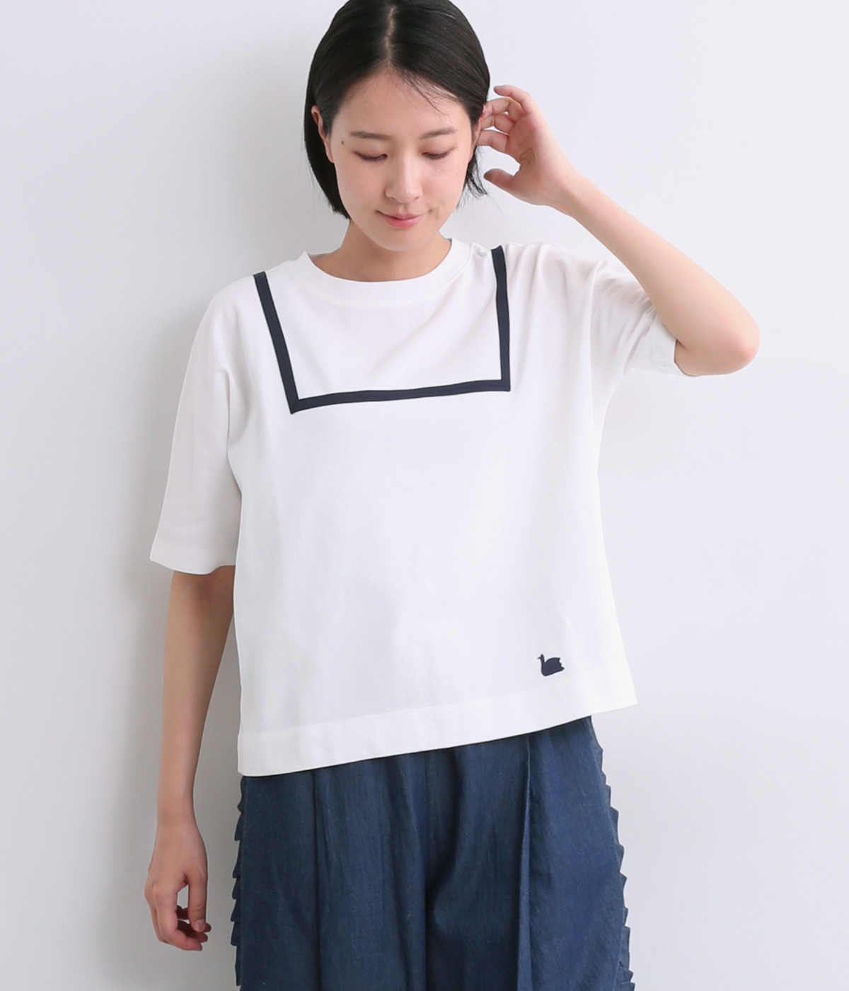 Cloche  USコットンテープたたきセーラーTシャツ(オフホワイト-ONESIZE)