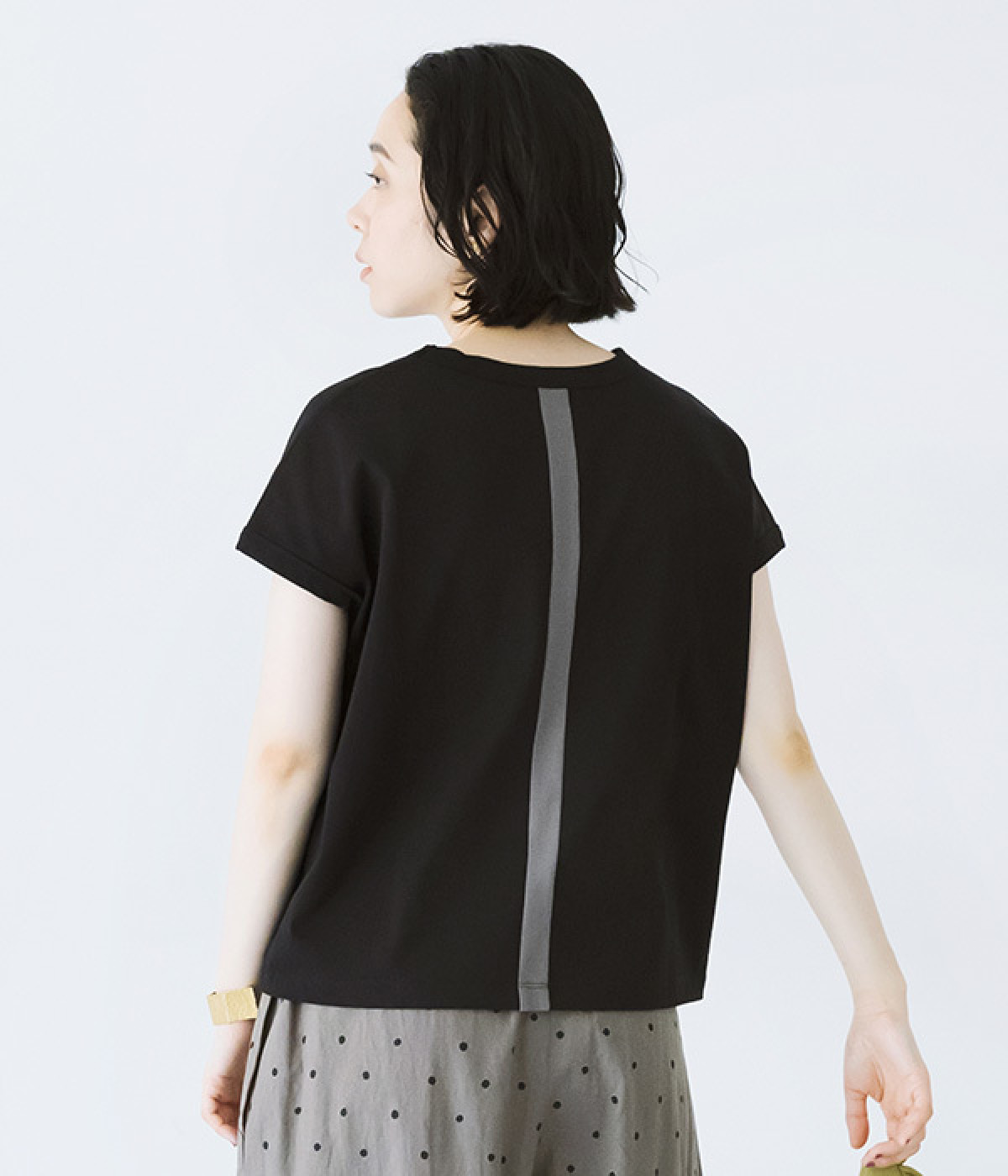 UVカット&クール バックラインフレンチスリーブTシャツ(ブラック-ONESIZE)