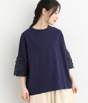 USコットンフリル5分袖Tシャツ
