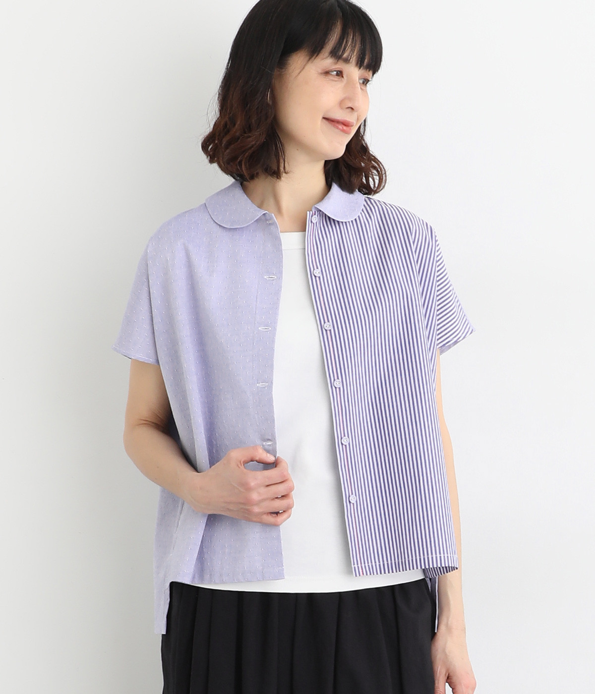 misc ronde フレンチスリーブブラウス(シャンブレー-ONESIZE)
