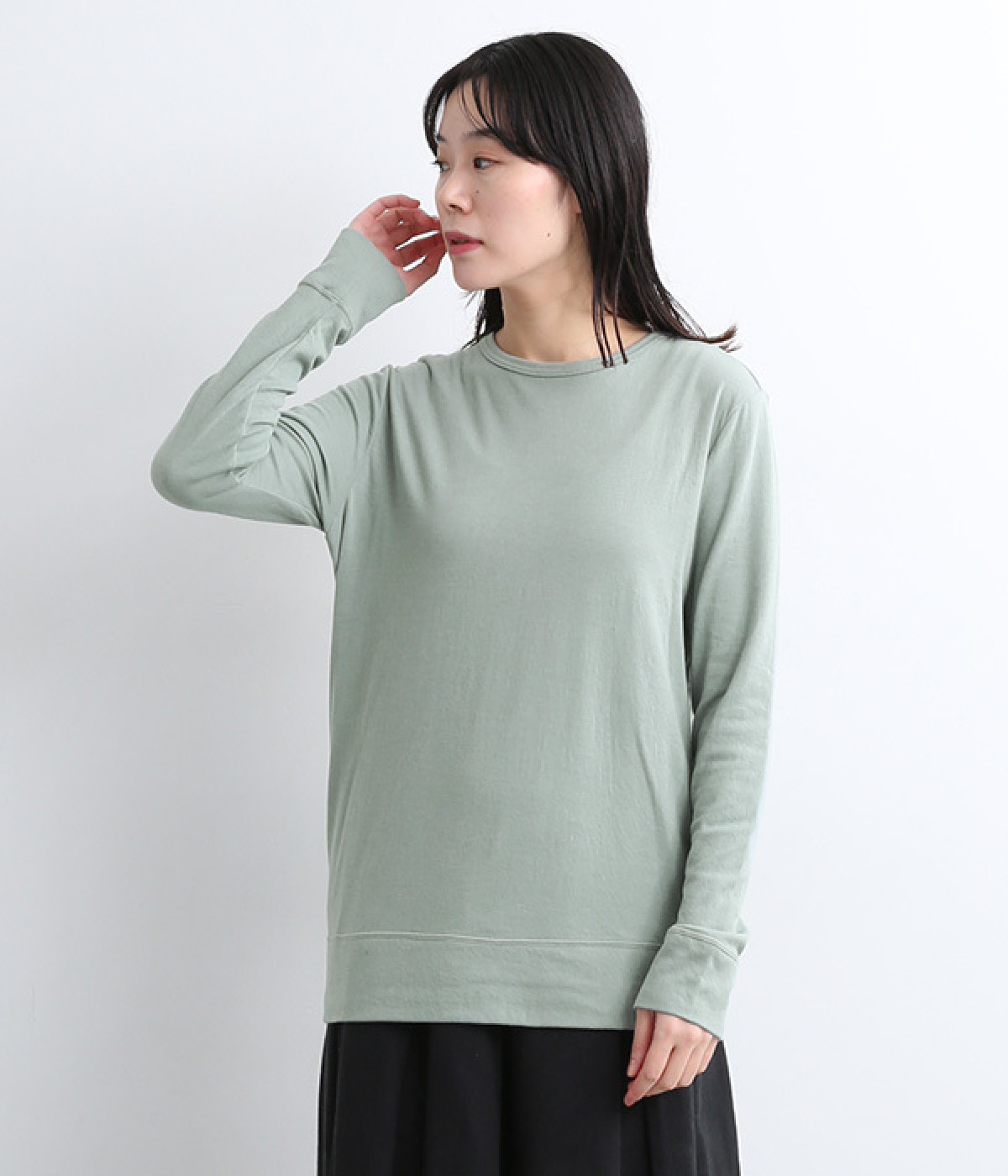 ダブルガーゼ　クルーネックプルオーバー(サックス-ONESIZE)