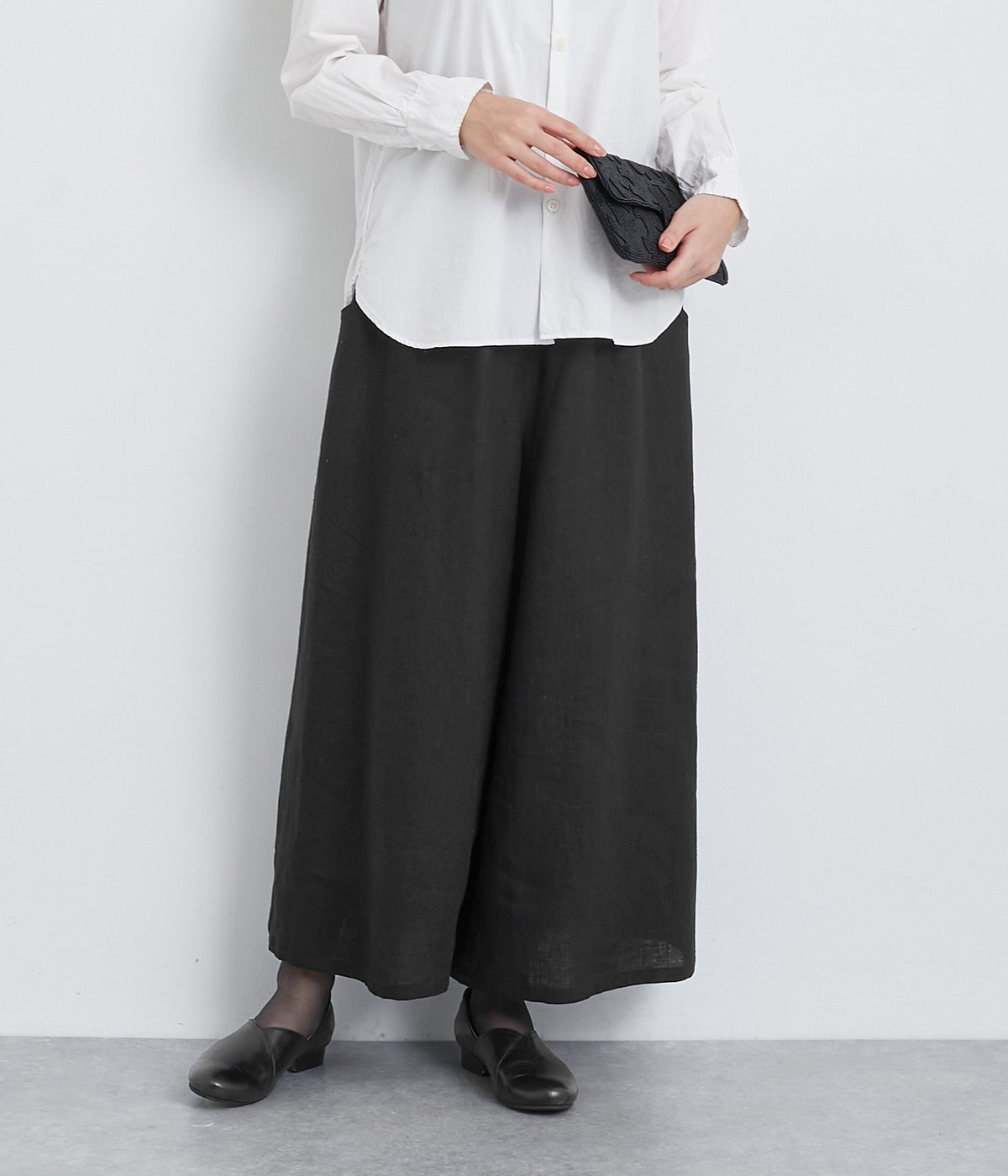 リトアニアリネンワイドパンツ(クロ-ONESIZE)