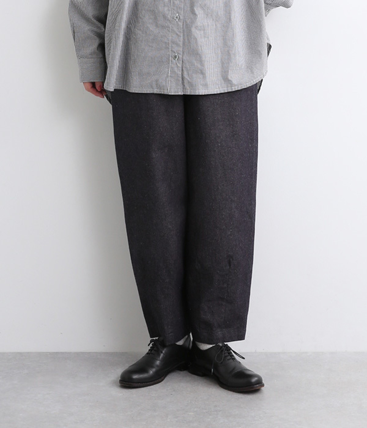 コットンリネンデニムバルーンパンツ(ネイビー-ONESIZE)