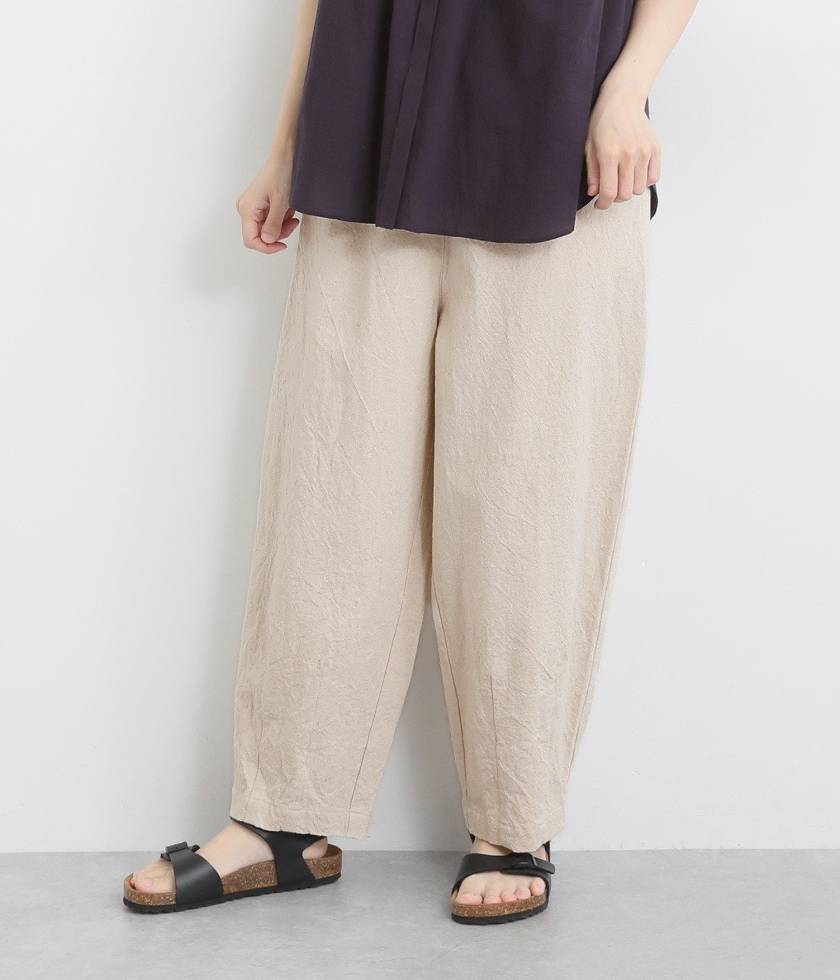 コットンリネンキャンバスバルーンパンツ(きなり-ONESIZE)