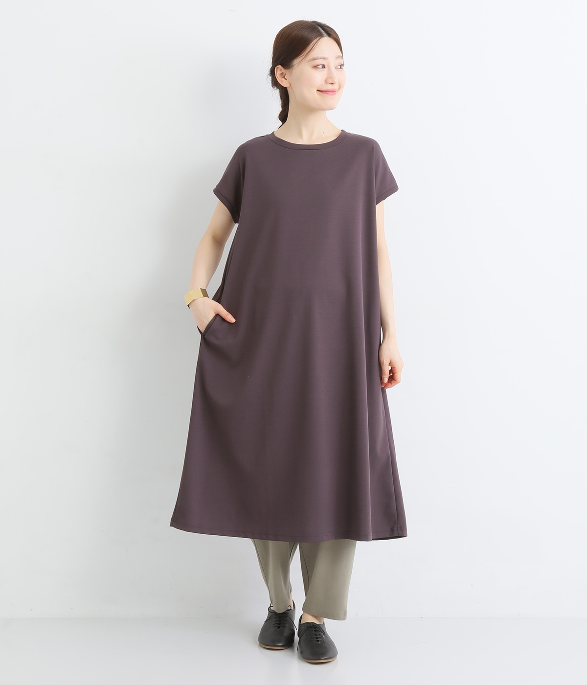 コットン強撚ワンピース(パープル-ONESIZE)
