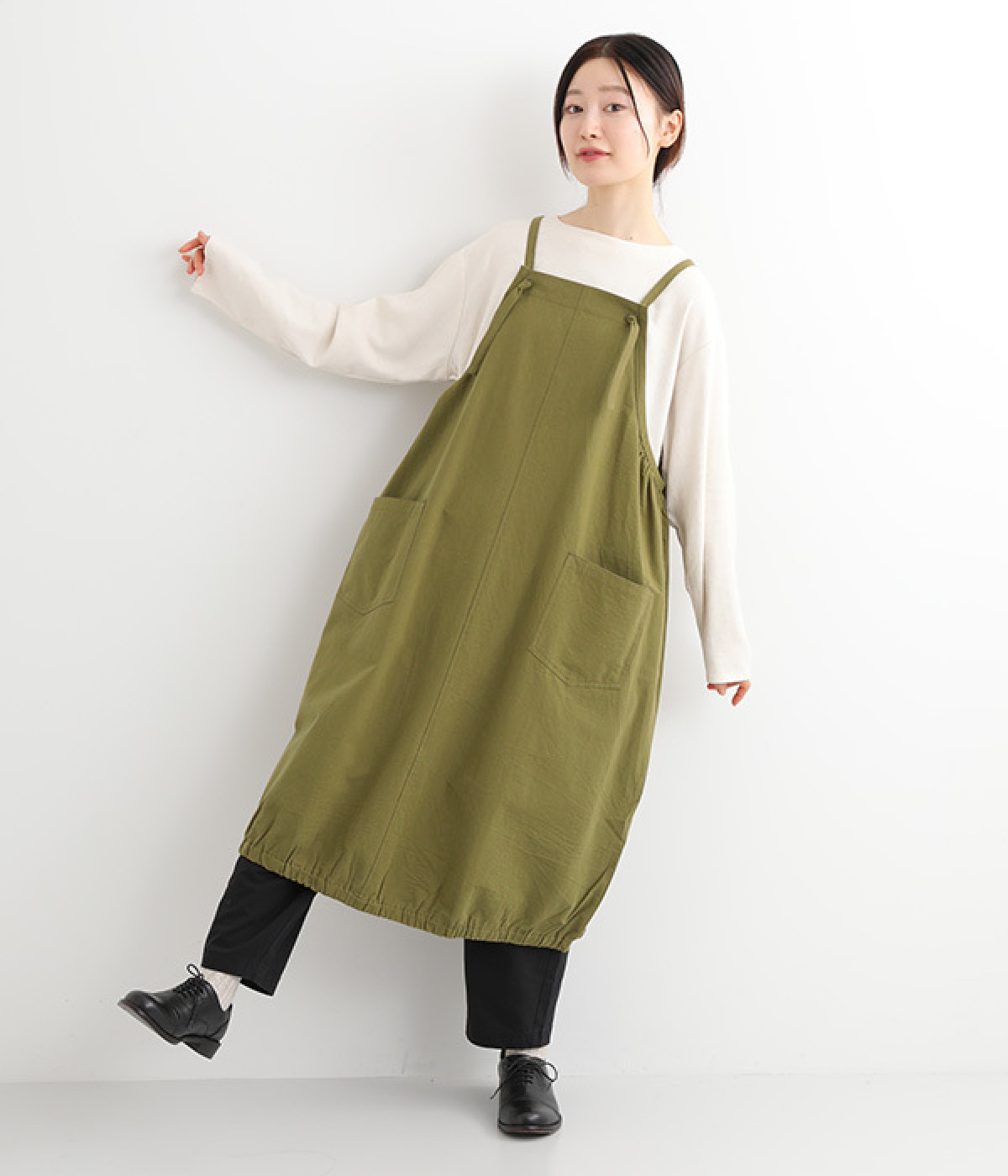 バールーンワンピースエプロン(カーキ-ONESIZE)