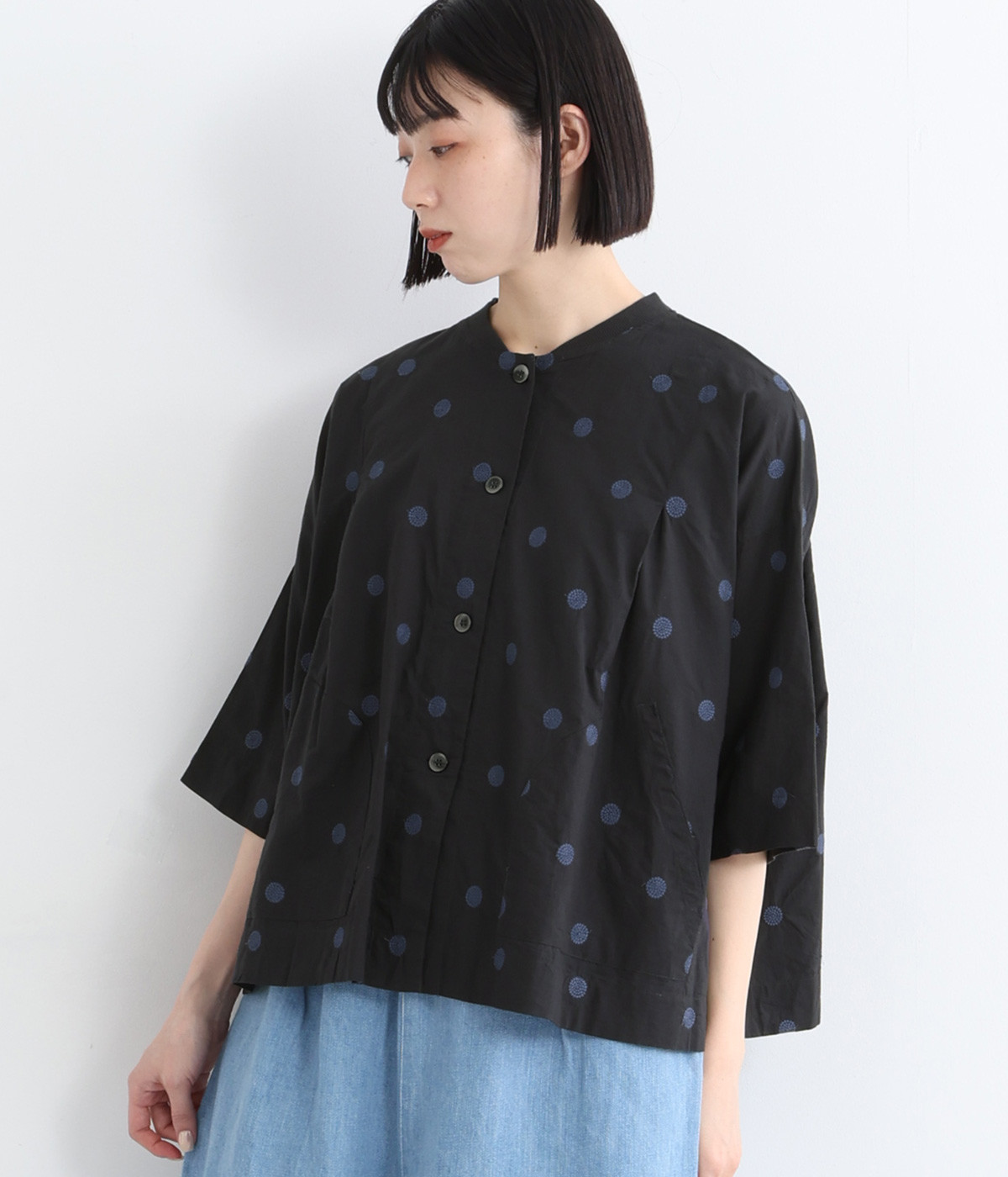 キャンブリック ドット刺繍ジャケット(ネイビー-ONESIZE)