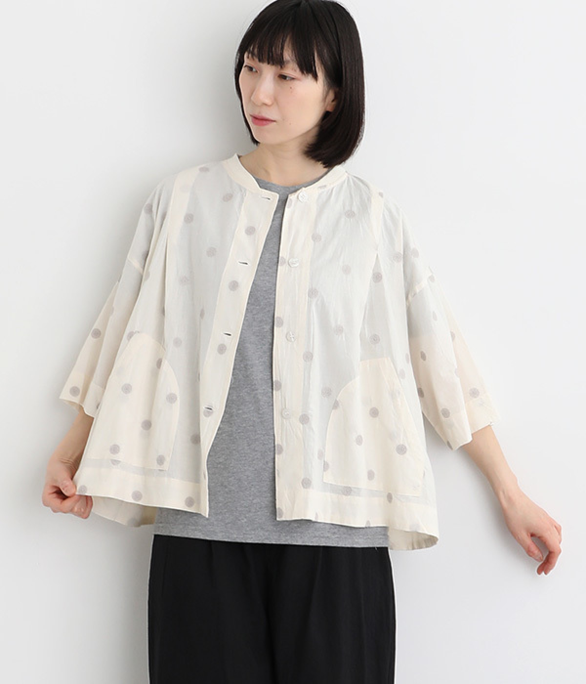 キャンブリック ドット刺繍ジャケット(アイボリー-ONESIZE)