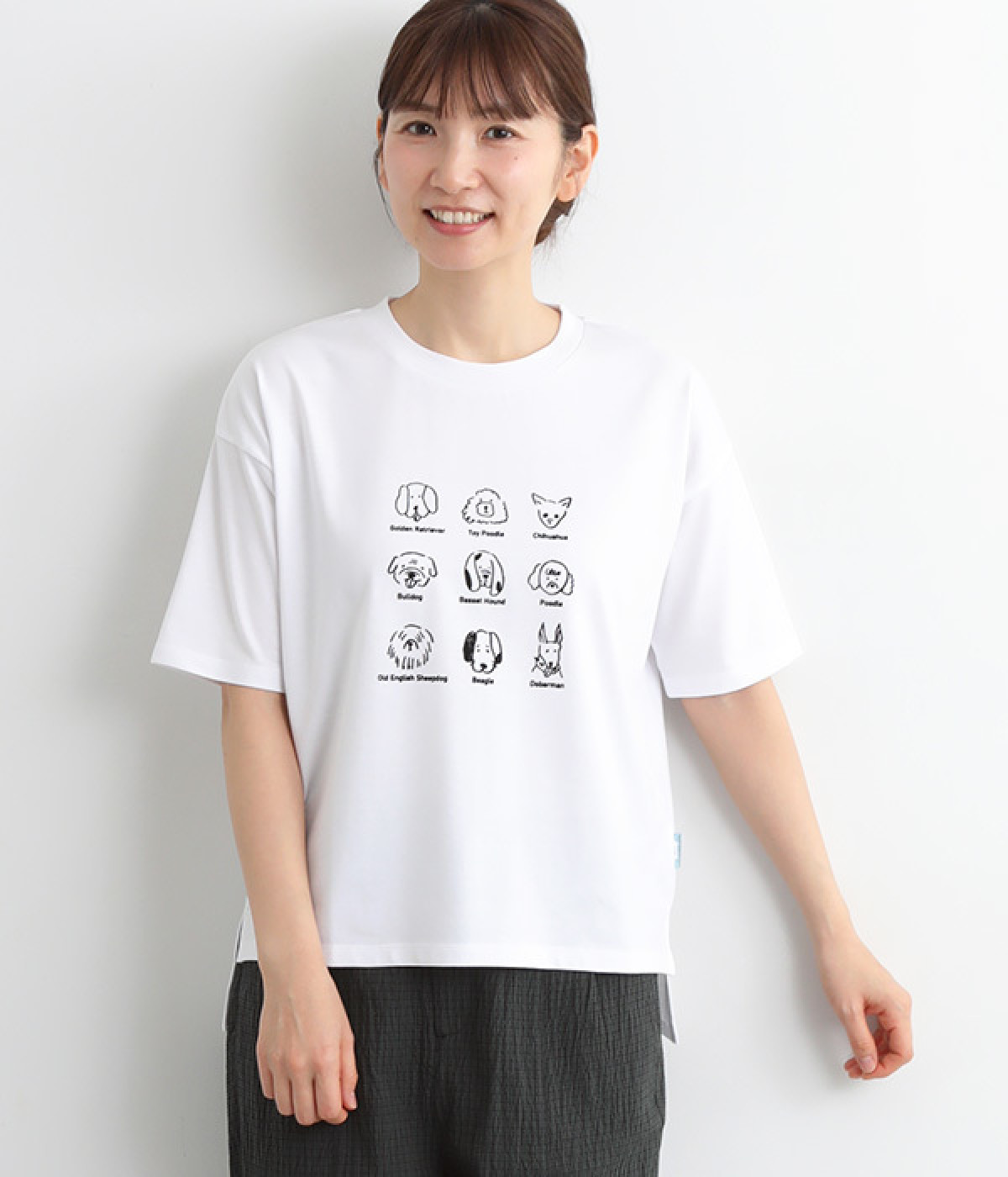 ドッグイラストプリントTシャツ(オフB/犬図鑑-M)