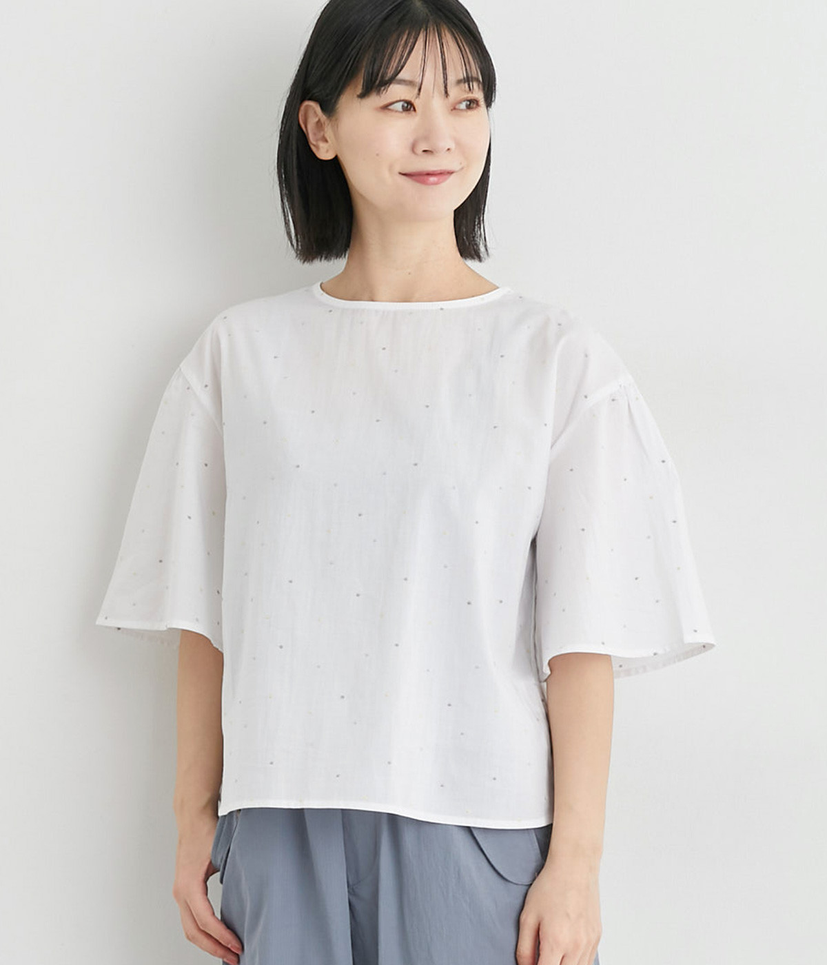 カラフルドット刺繍プルオーバー(オフ-L)