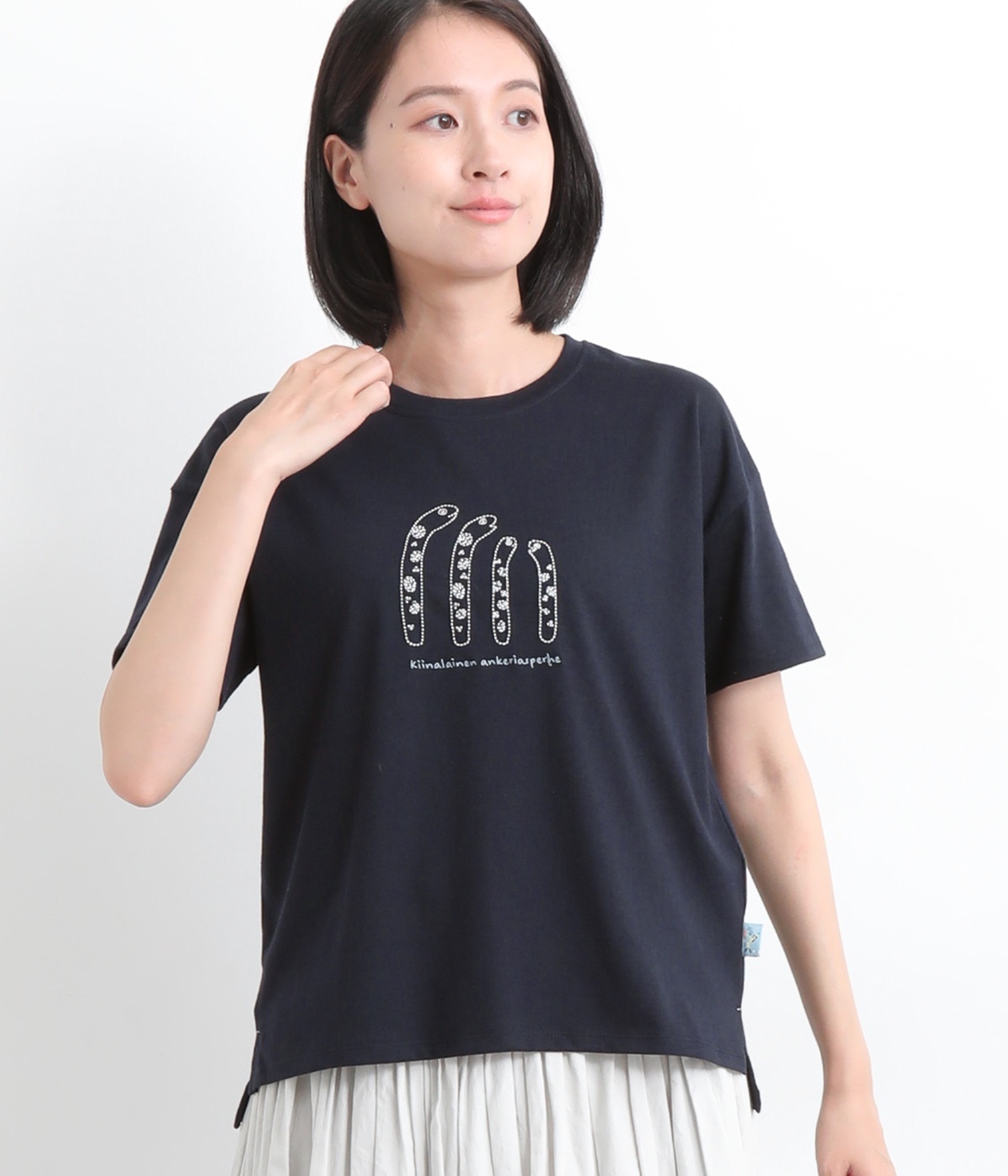 水族館刺繍Tシャツ(ダークネイビー/チンアナゴ-L)