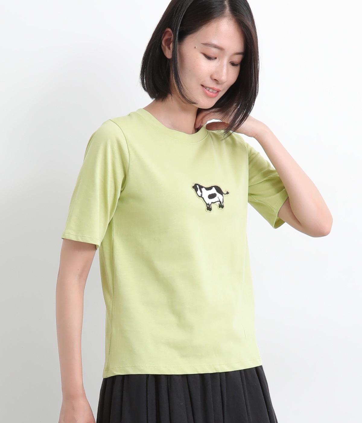 コットンアニマルパークワッペンTシャツ(ライトグリーン-L)