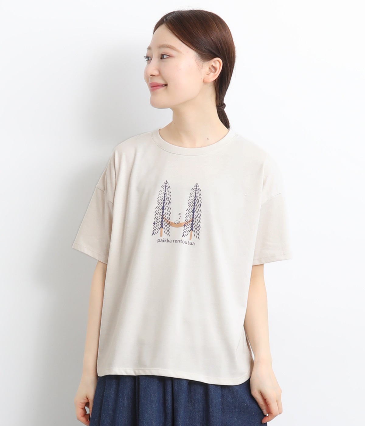 森林深呼吸プリントTシャツ(キナリ/ハンモック-L)