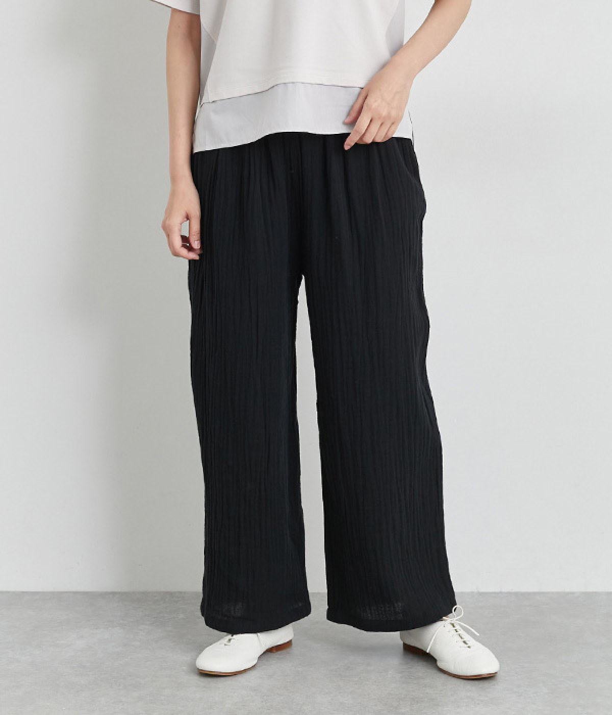 ハイツイストコットンダブルガーゼパンツ(チャコール-L)