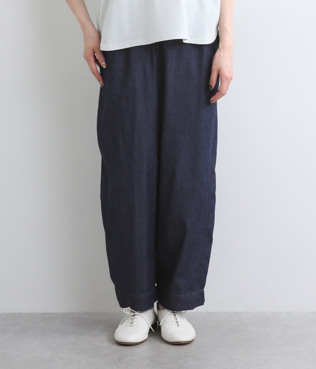 ライトオンスデニム4.5OZ　テーパードパンツ(インディゴネイビー-L)