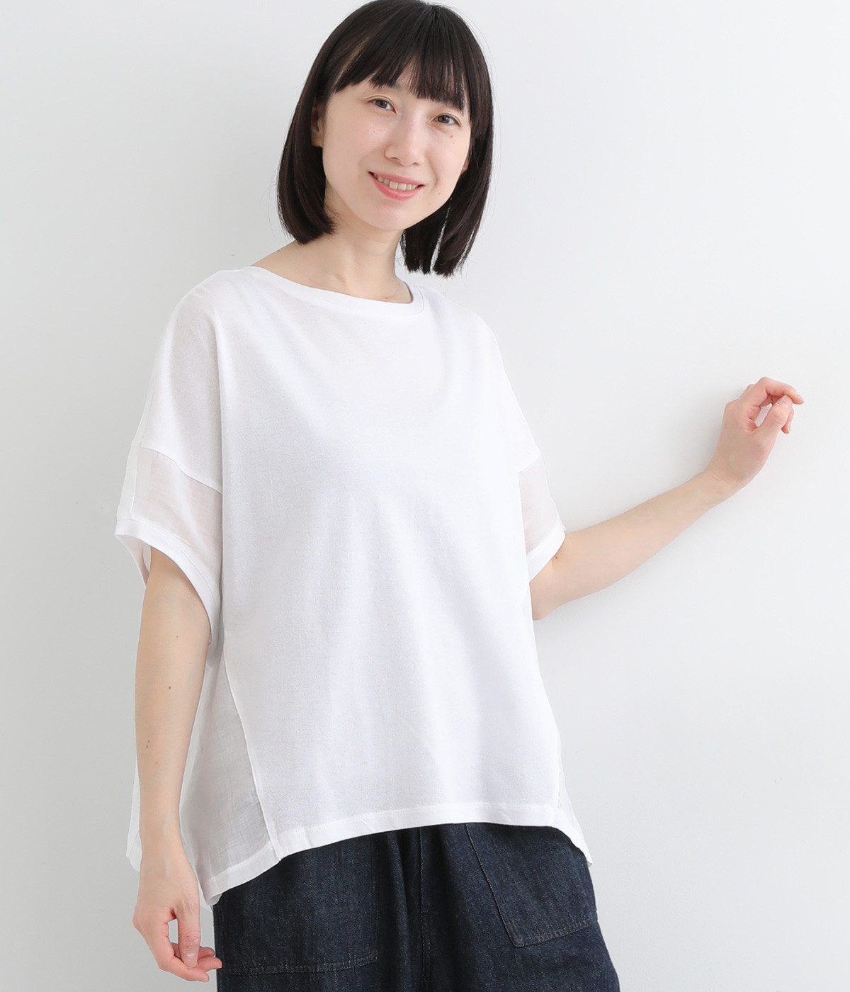 ナシジドルマンスリーブTシャツ(オフホワイト-ONESIZE)
