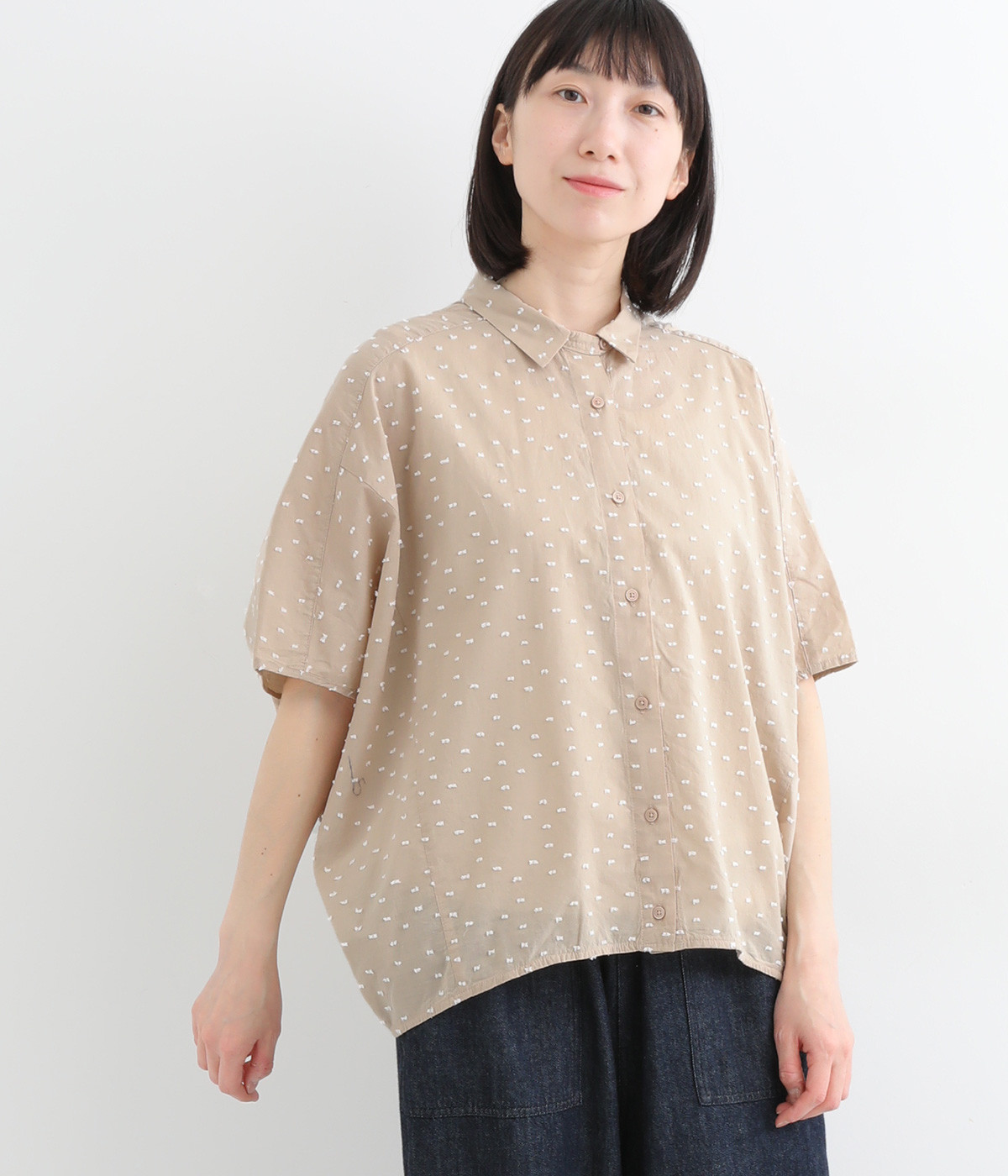 カットドビードルマンシャツ(ベージュ-ONESIZE)